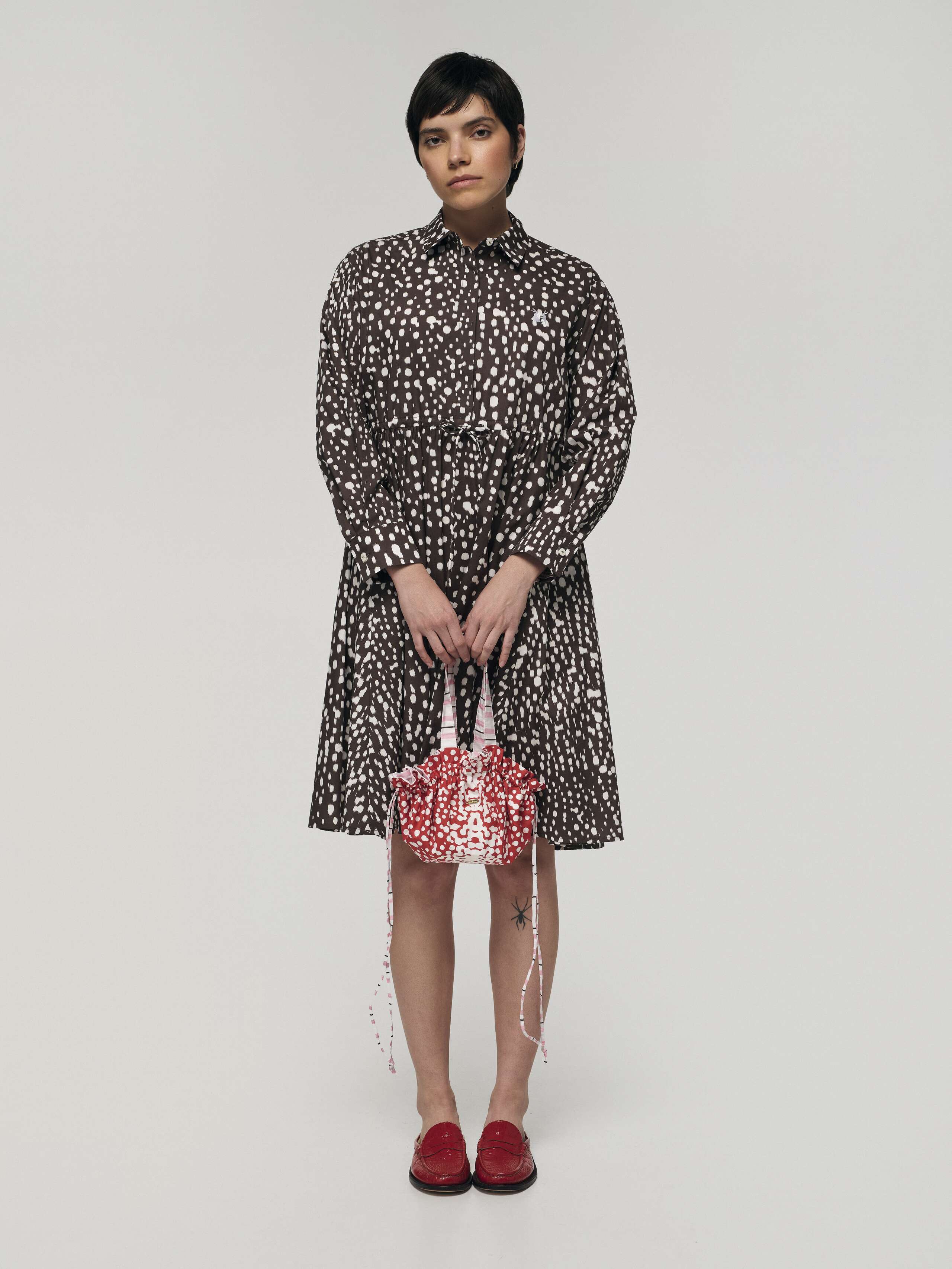 Juniper poplin dress in bambi dot print