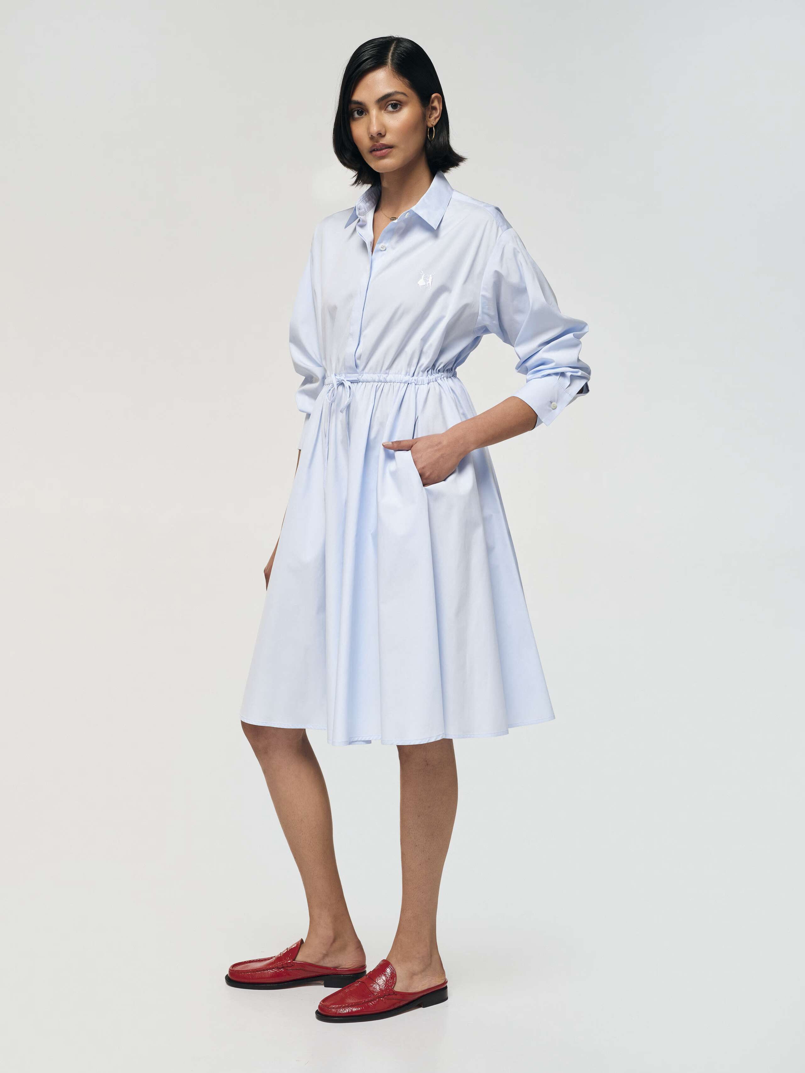 Juniper poplin dress in light blue