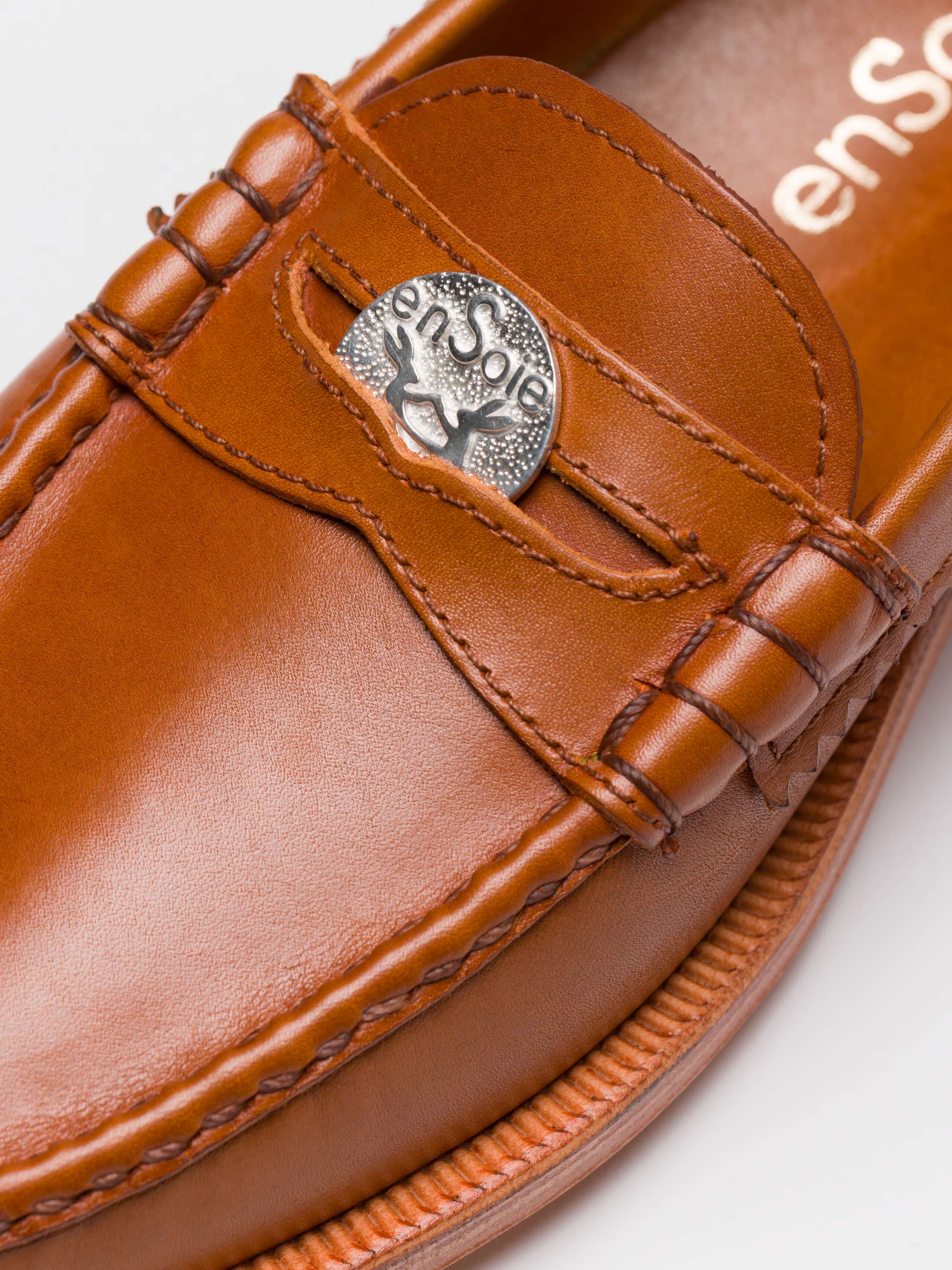 Detail Shot of New Loafers (with Coin) in Lt. Brown  
