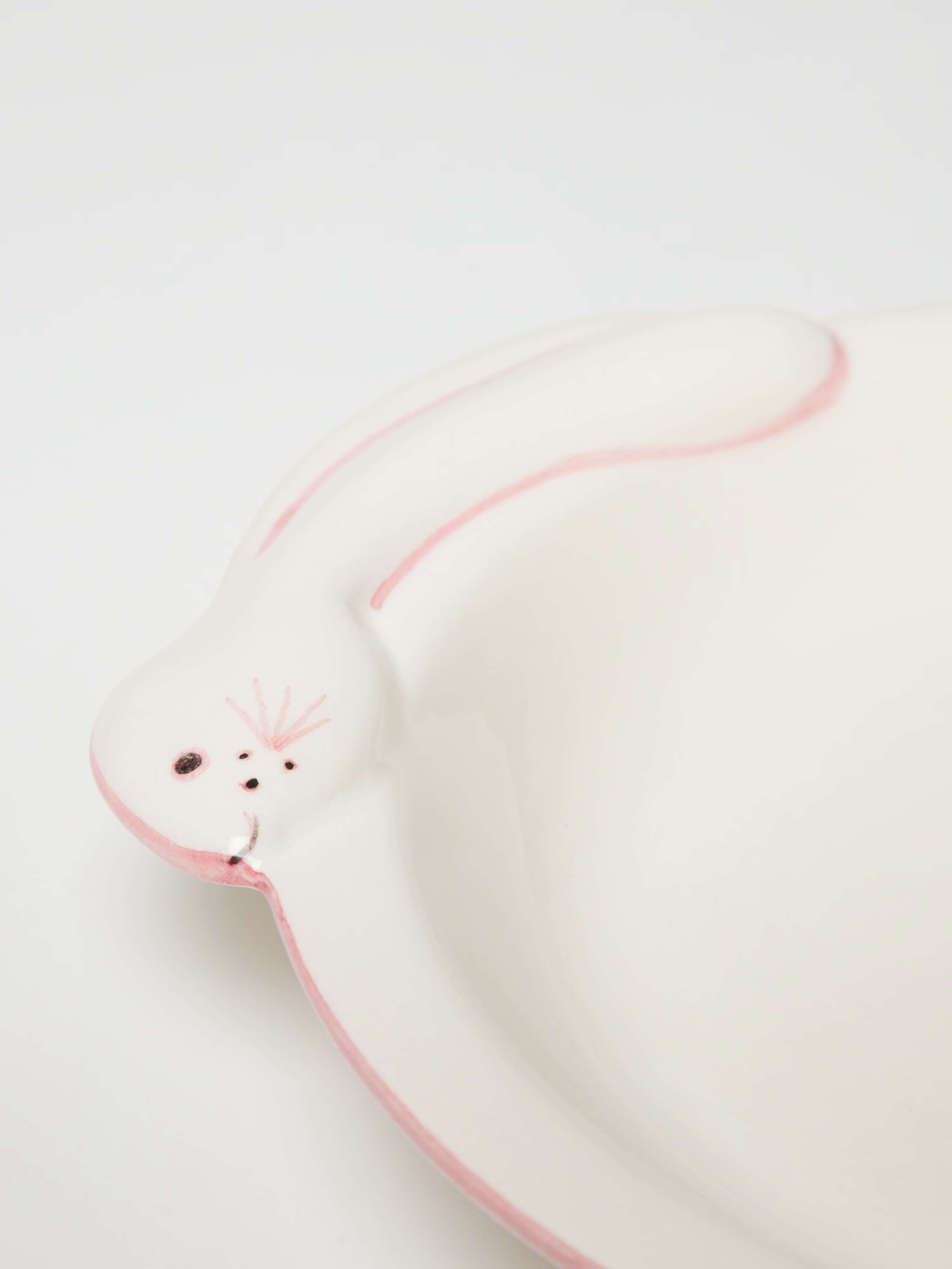 Children's rabbit bowl with pink finish