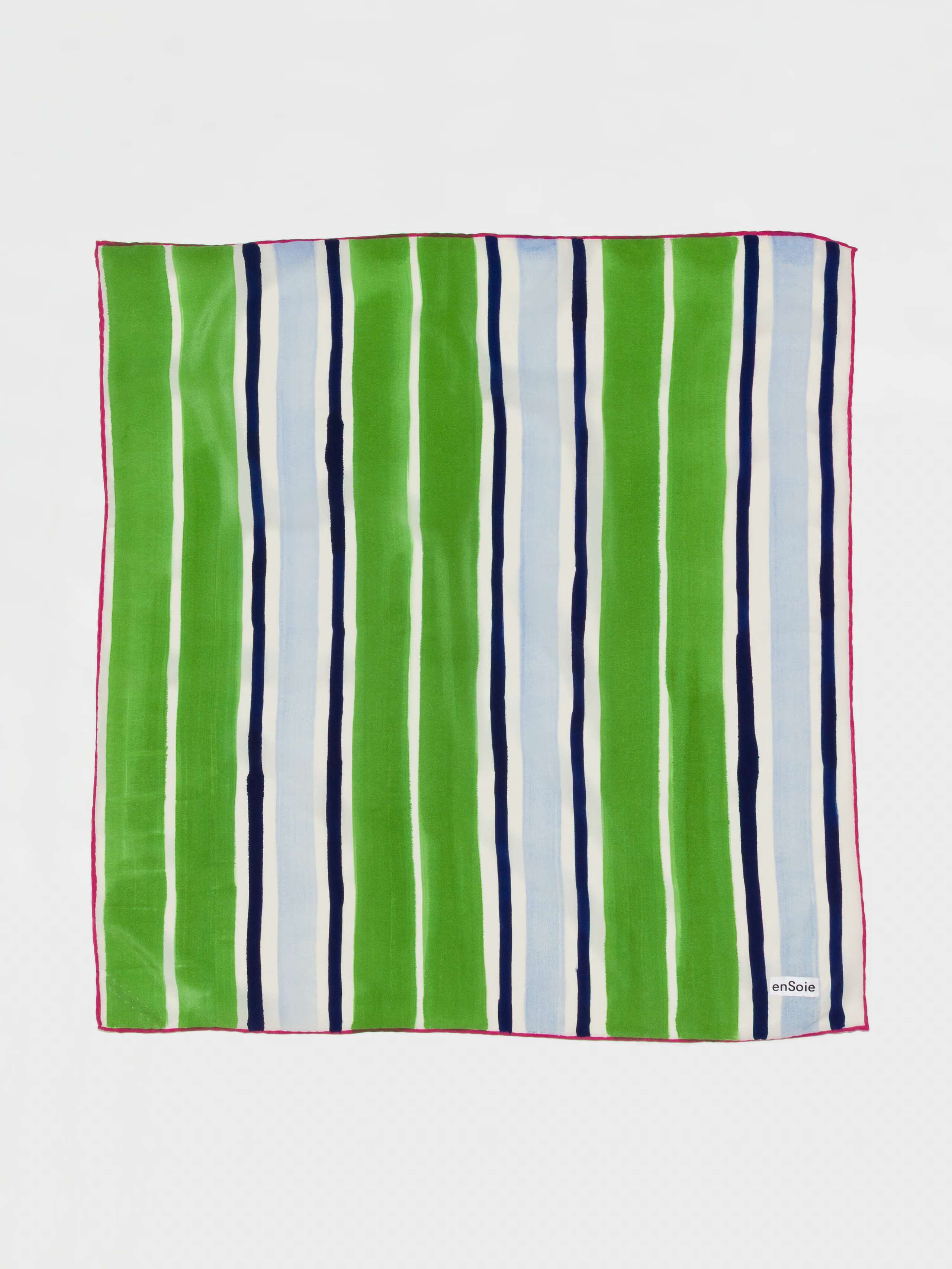 Product Shot of Handpainted Stripes Foulard in Green 