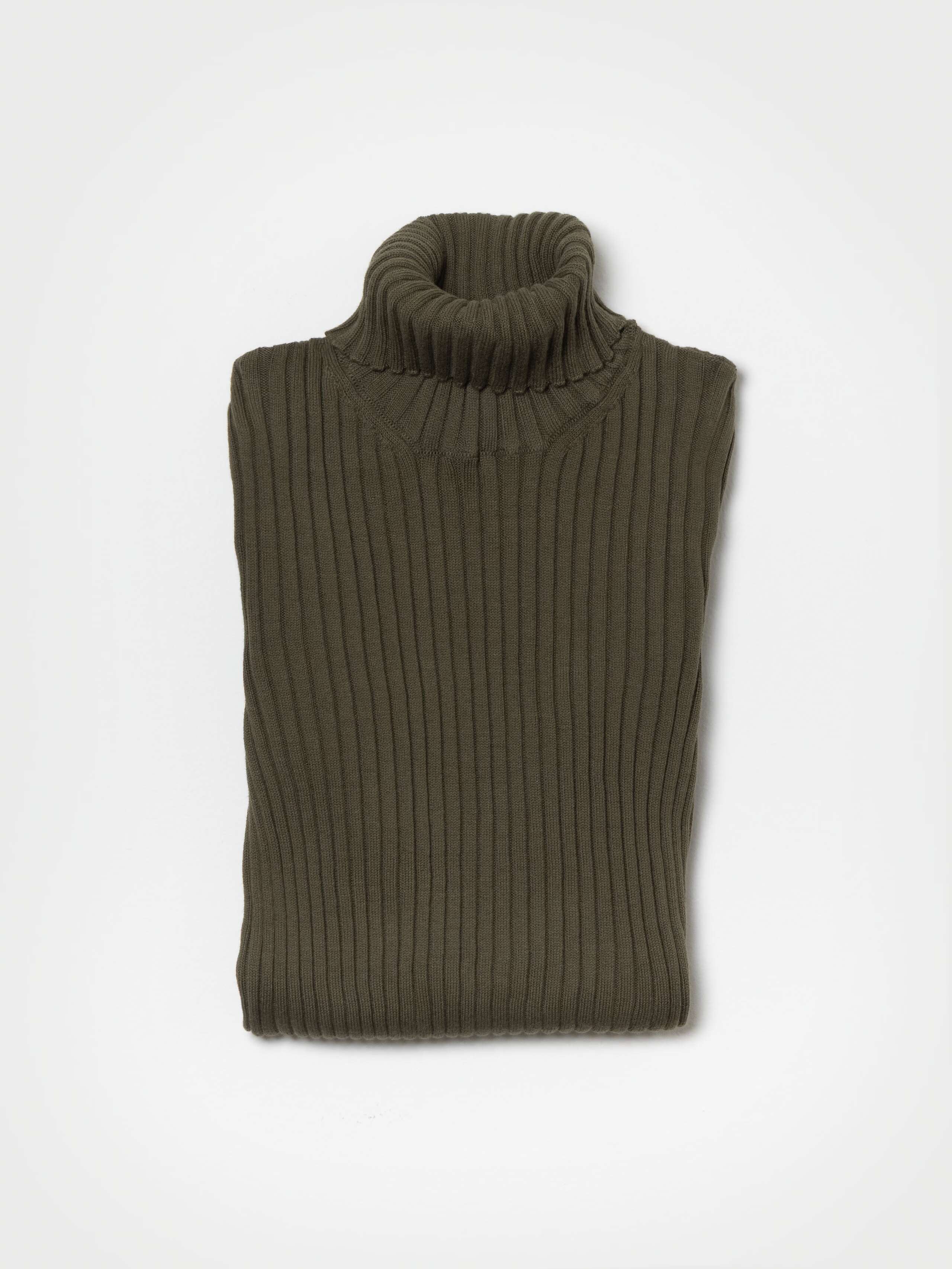 Product Shot of Josie Turtleneck Sweater folded in Khaki Green