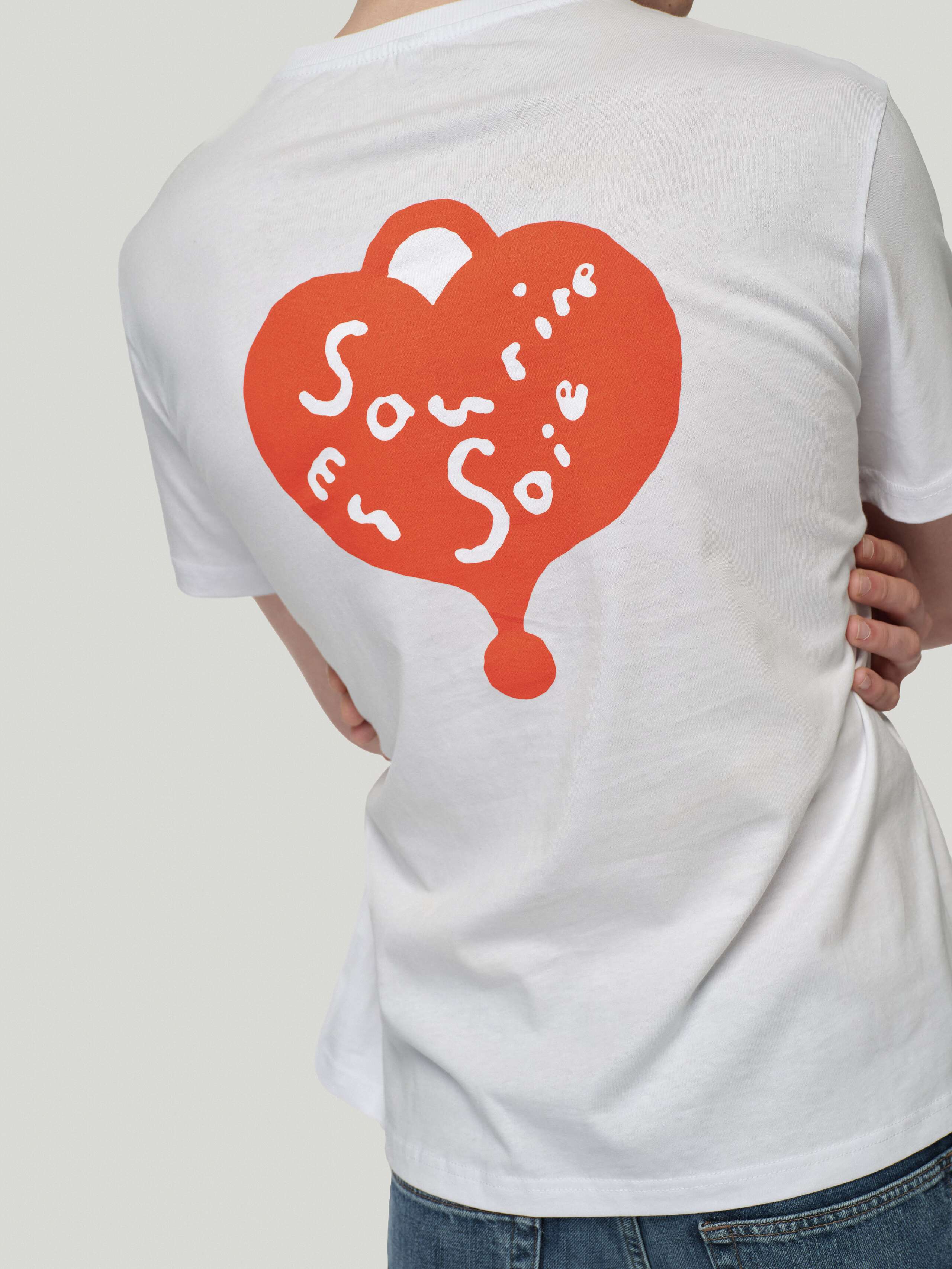 Detail Shot of APOH TShirt in White with Red Print