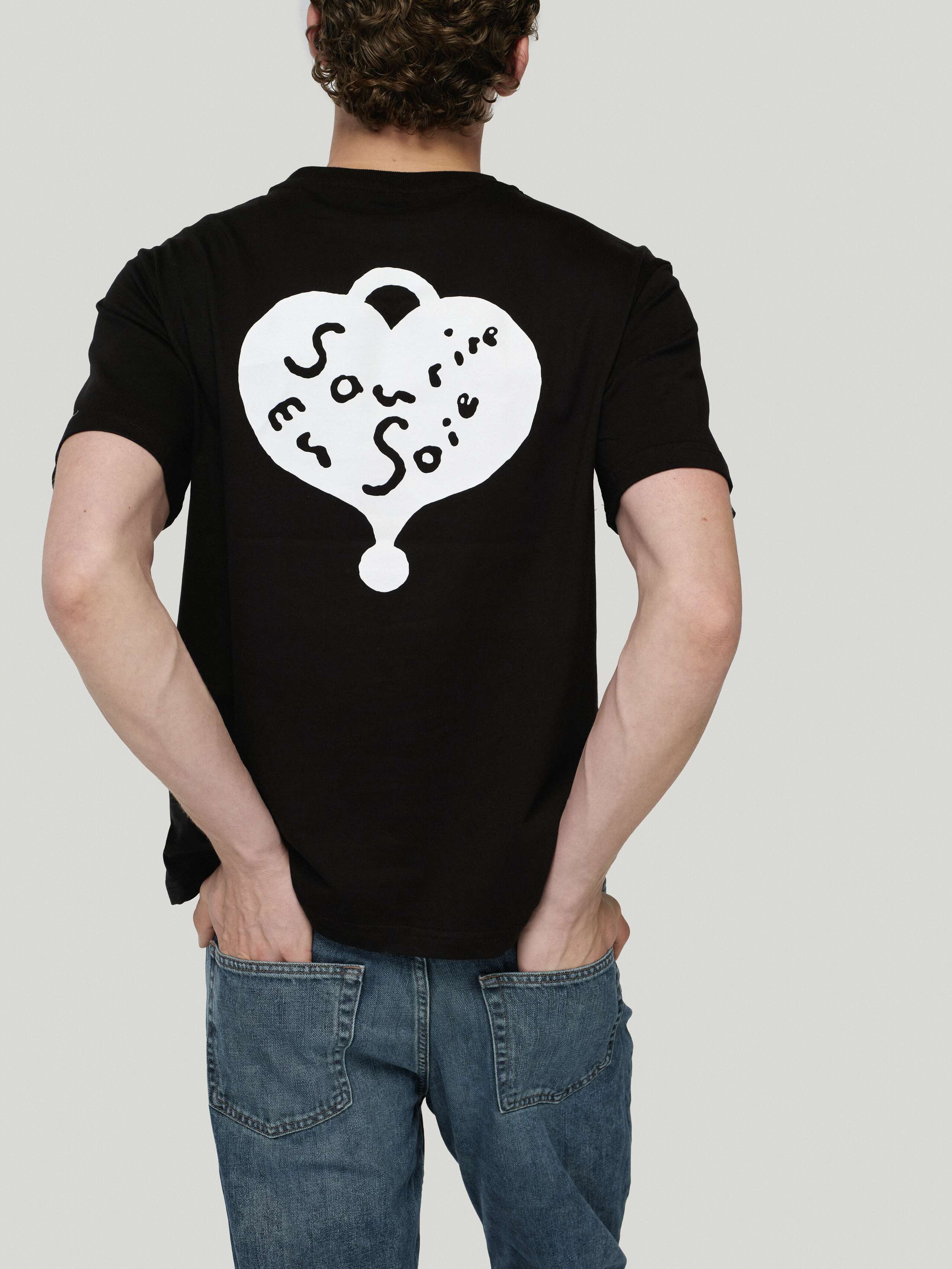 Back Shot of APOH TShirt in Black with White Print 