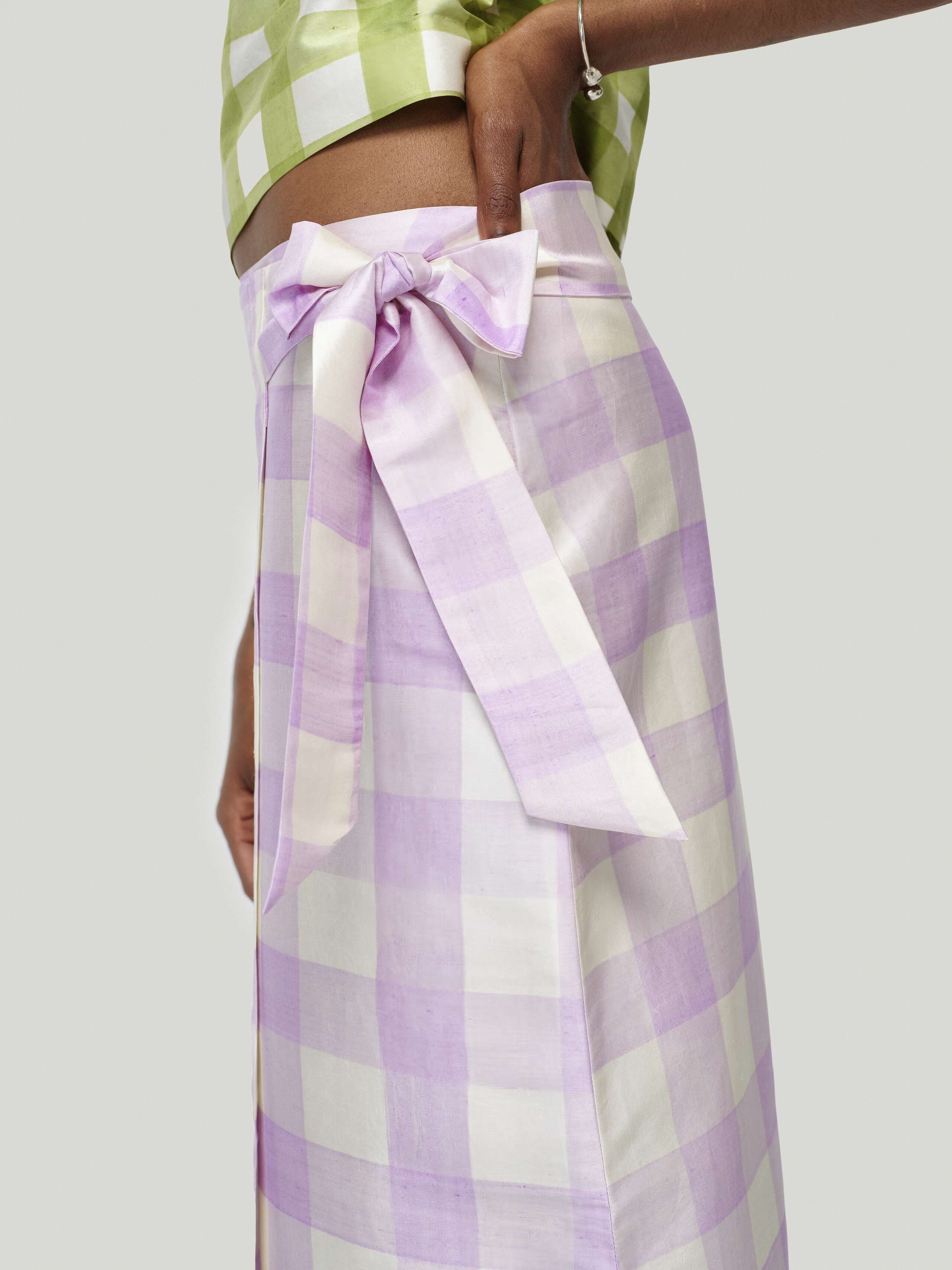 edina long skirt  handpainted vichy in lavender detail