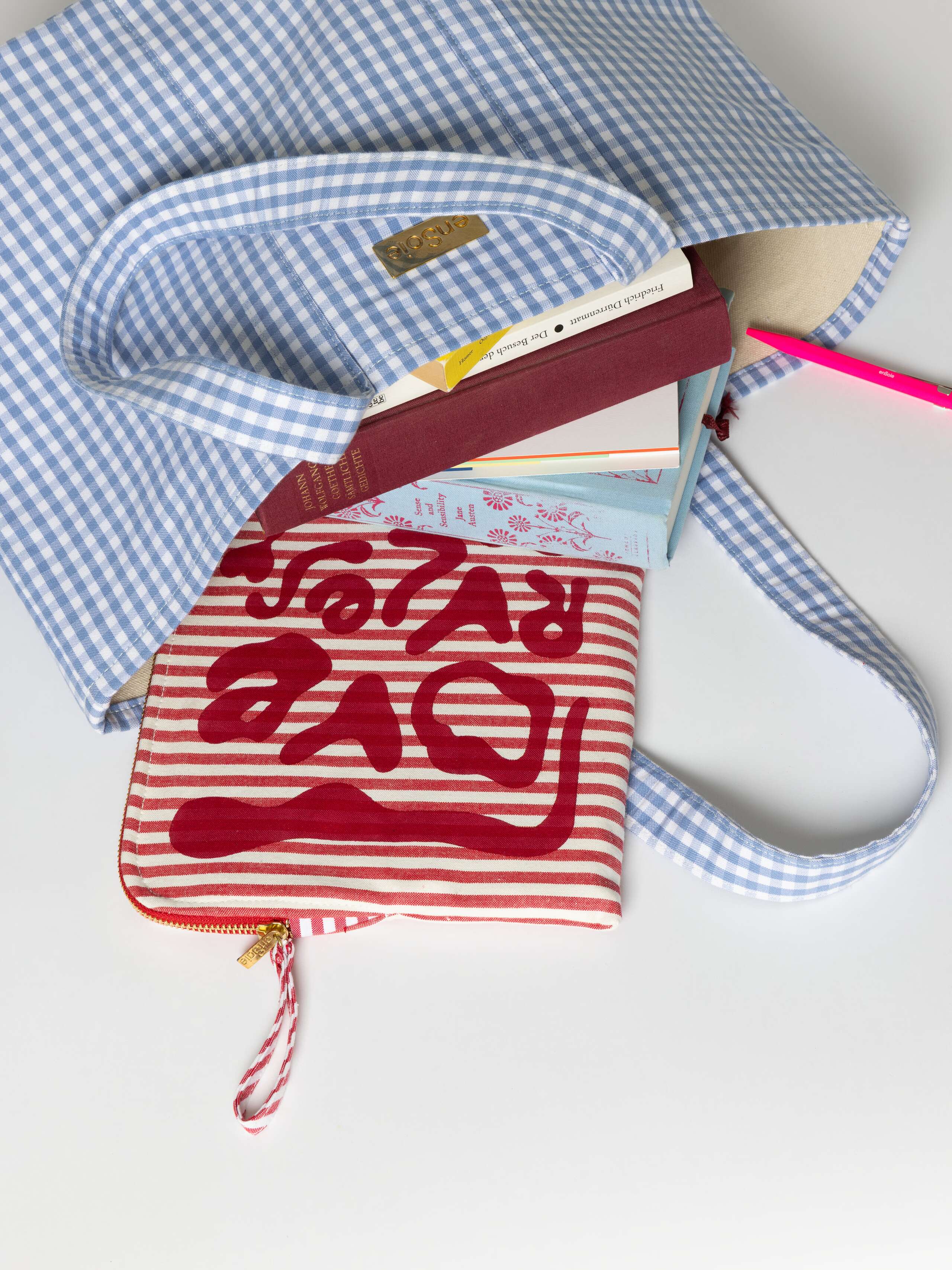 Shot of Academia Bag full of items in Cerulean Blue