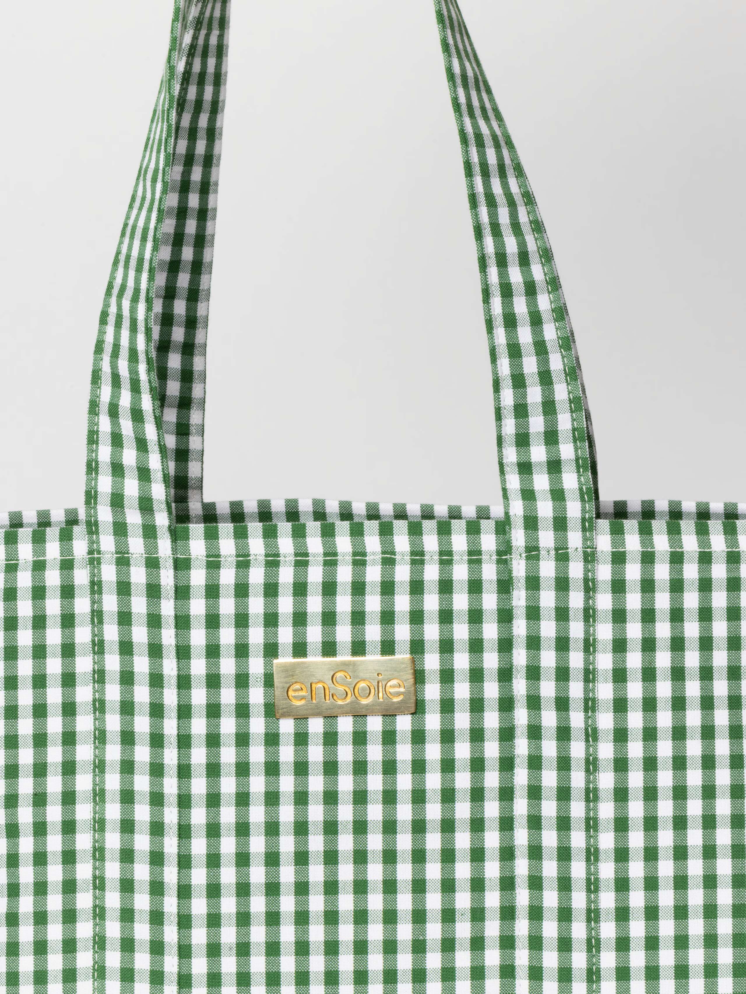 Detail Shot of Academia Bag messing in Linden Green