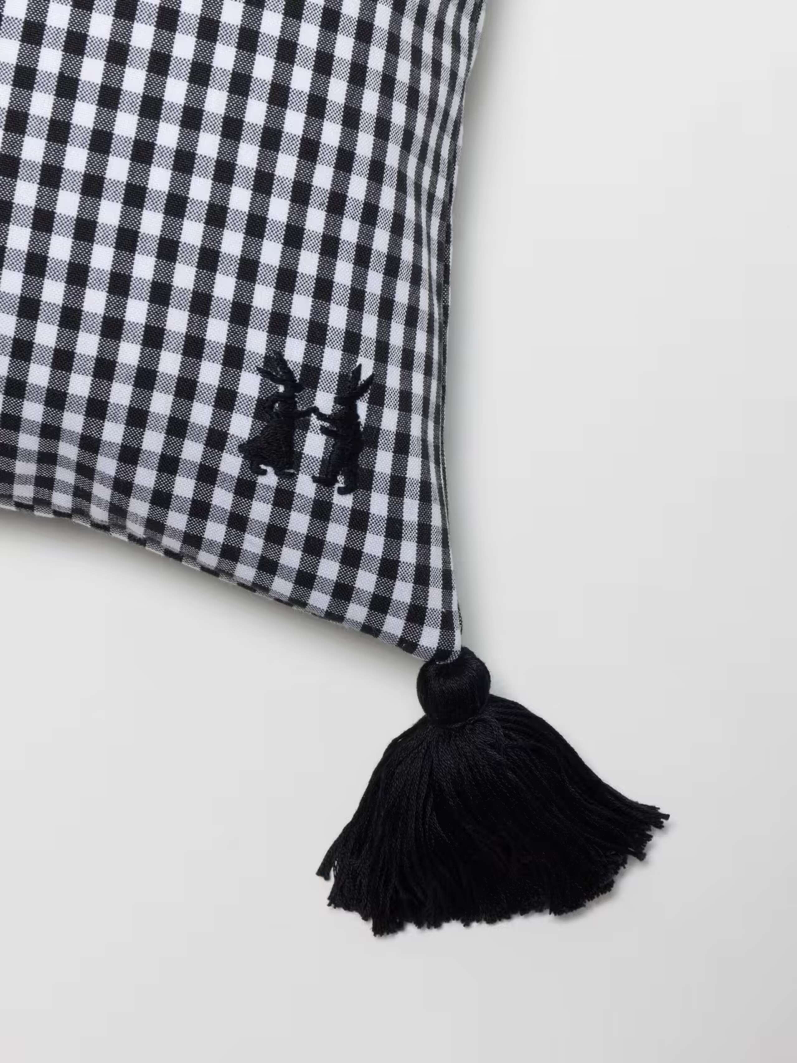 Detail shot of Mila Pillow Tassel in Black