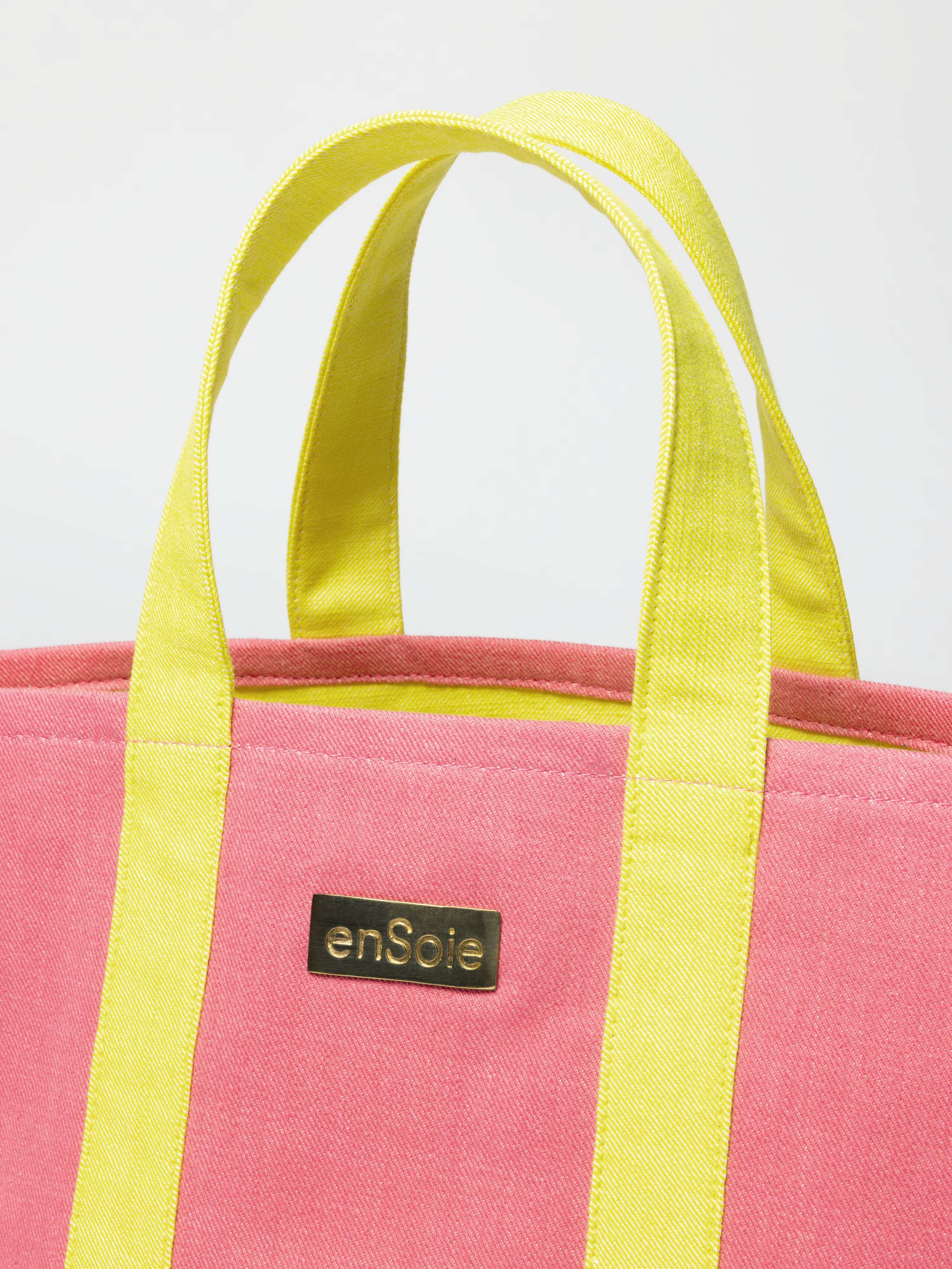 Upstate bag in lipgloss pink and citrus yellow handles