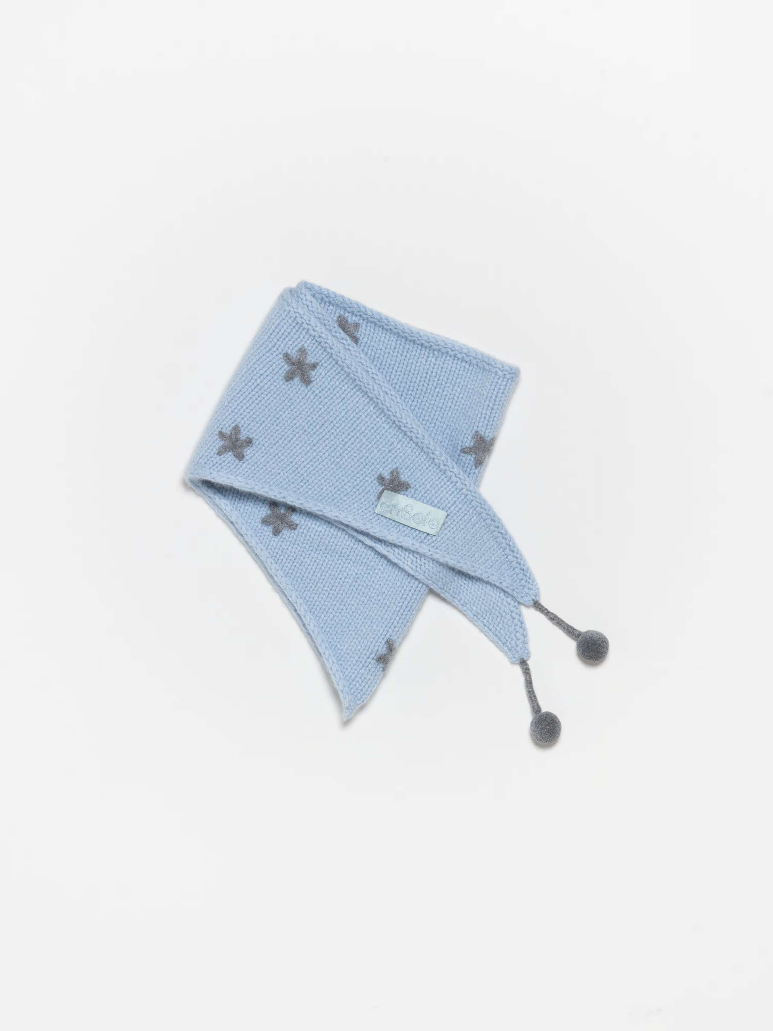 Detail Shot of Mimi Triangle Scarf Embroidery in Lt. Blue