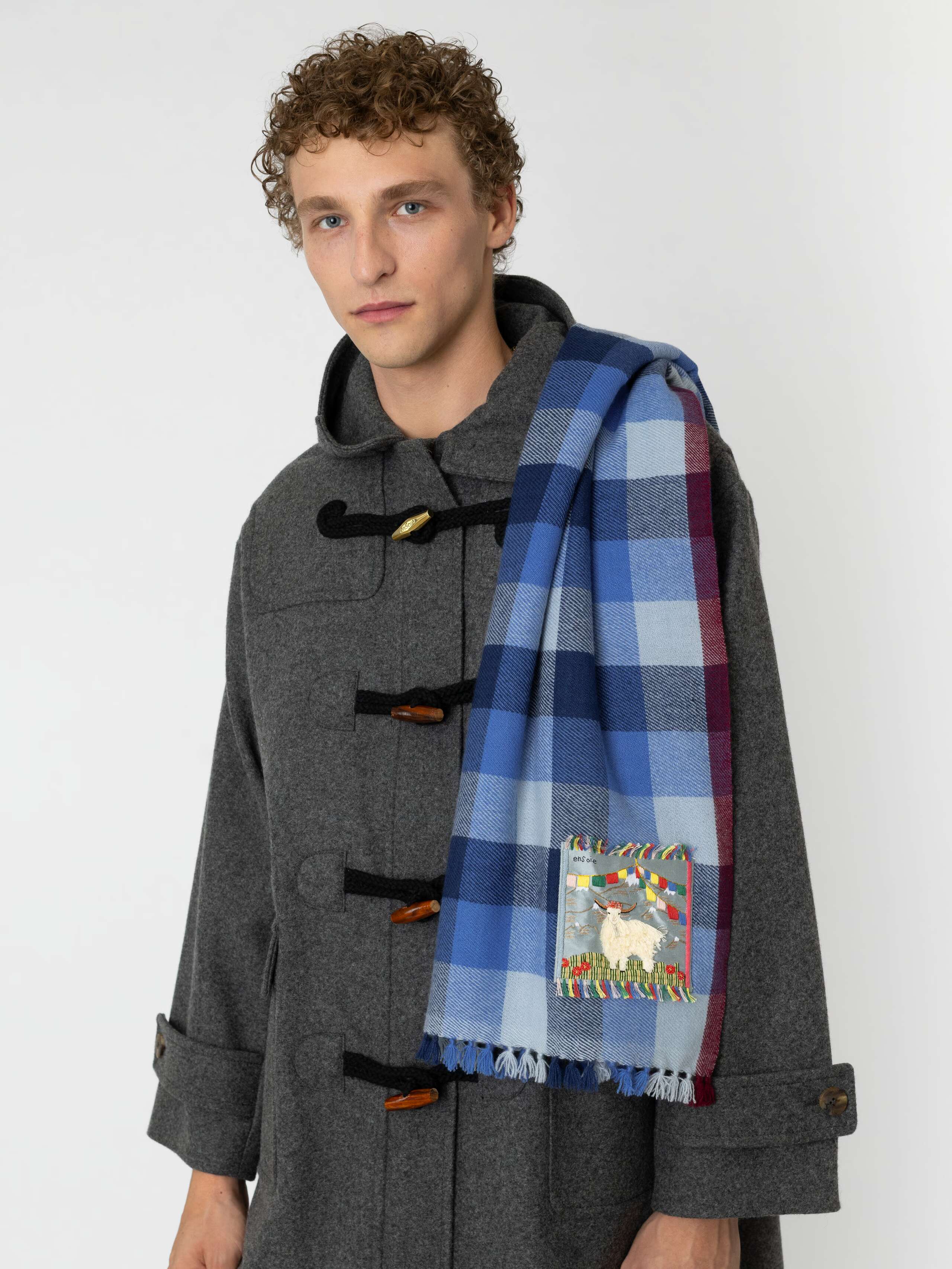 Blia cashmere stole in Winterstorm Check