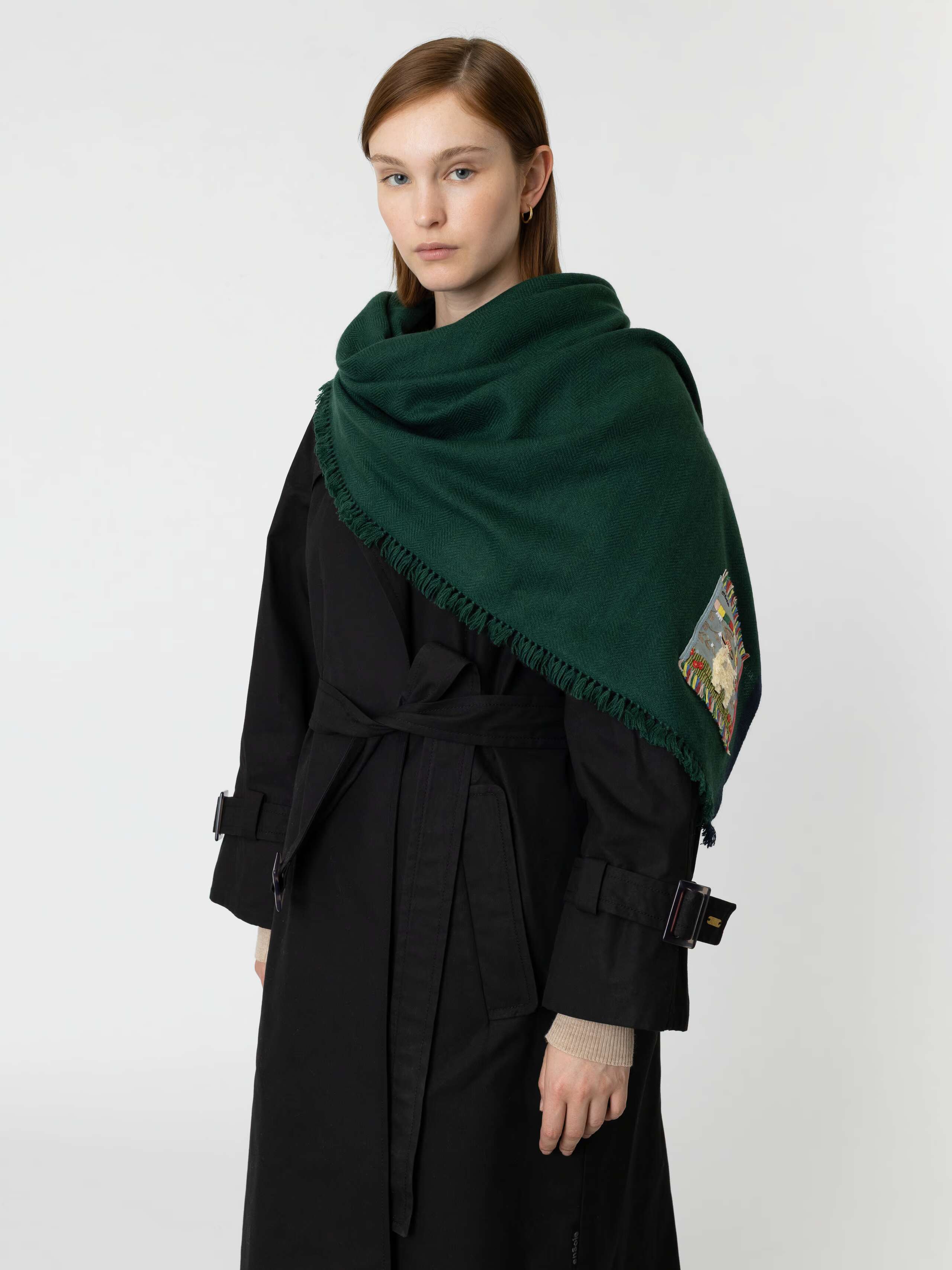 Blia cashmere stole in Forest Green