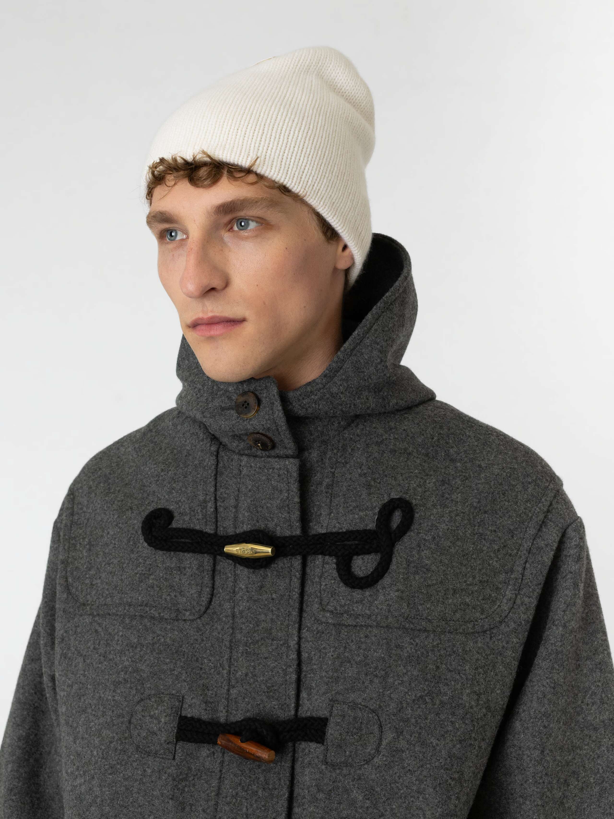 Model Wearing Sevi Beanie in White