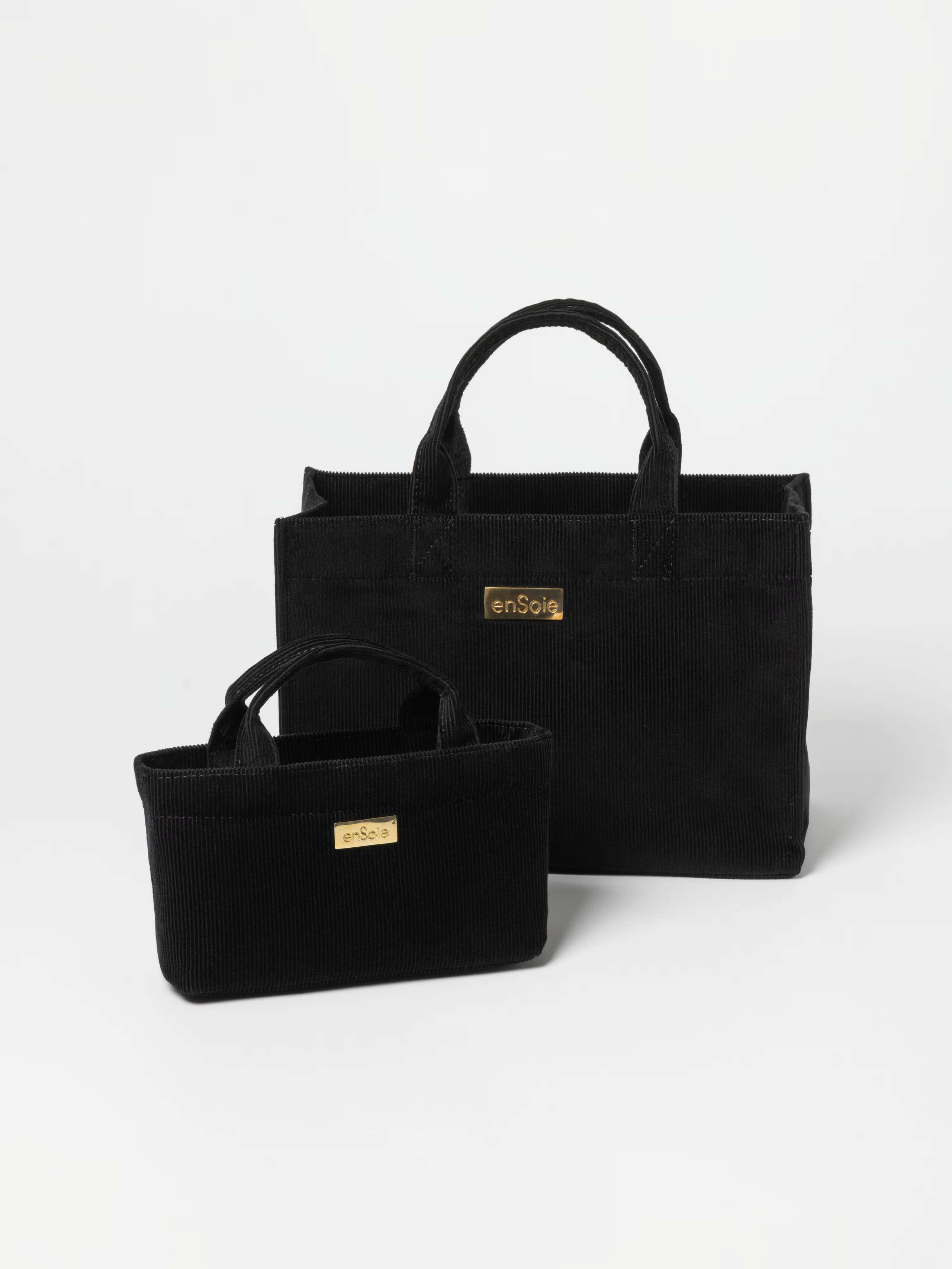 Product Shot of Library Bag (S & M) Cord in Black 