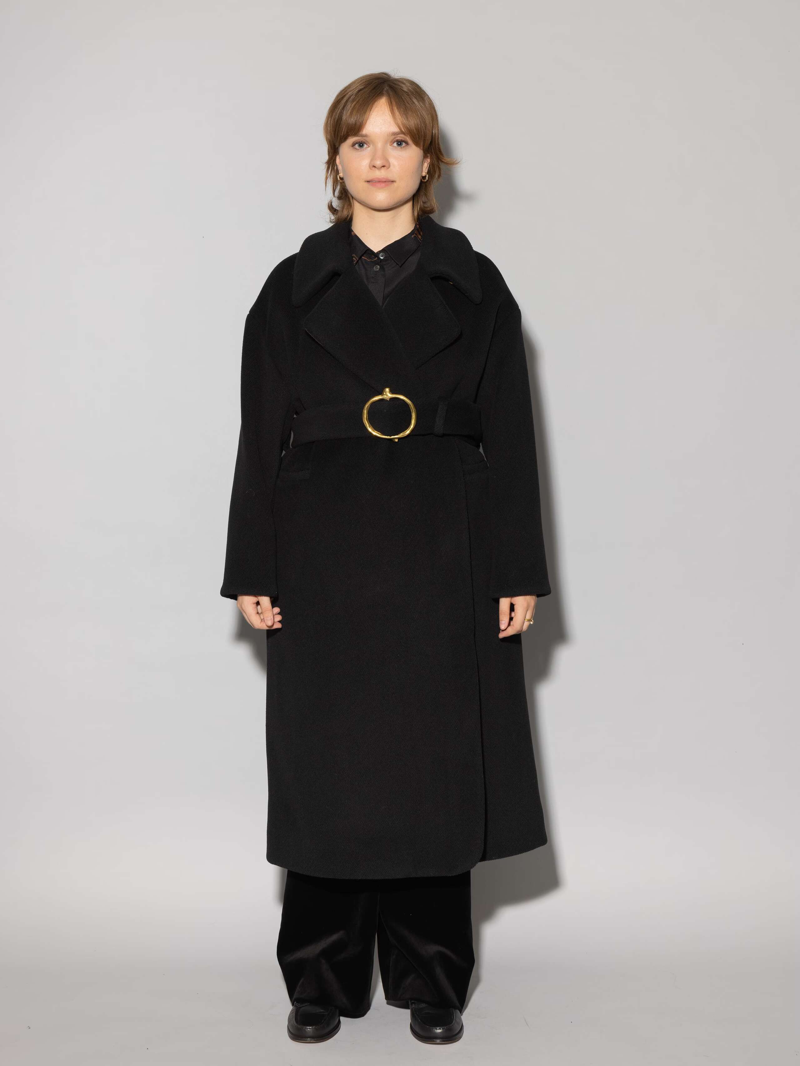 Vittore coat black heavy wool