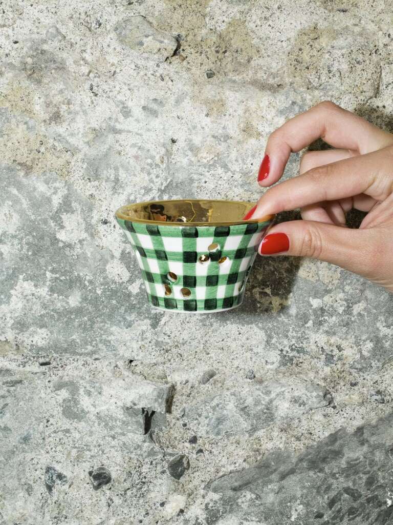 Tealight Linden Green vichy ceramic