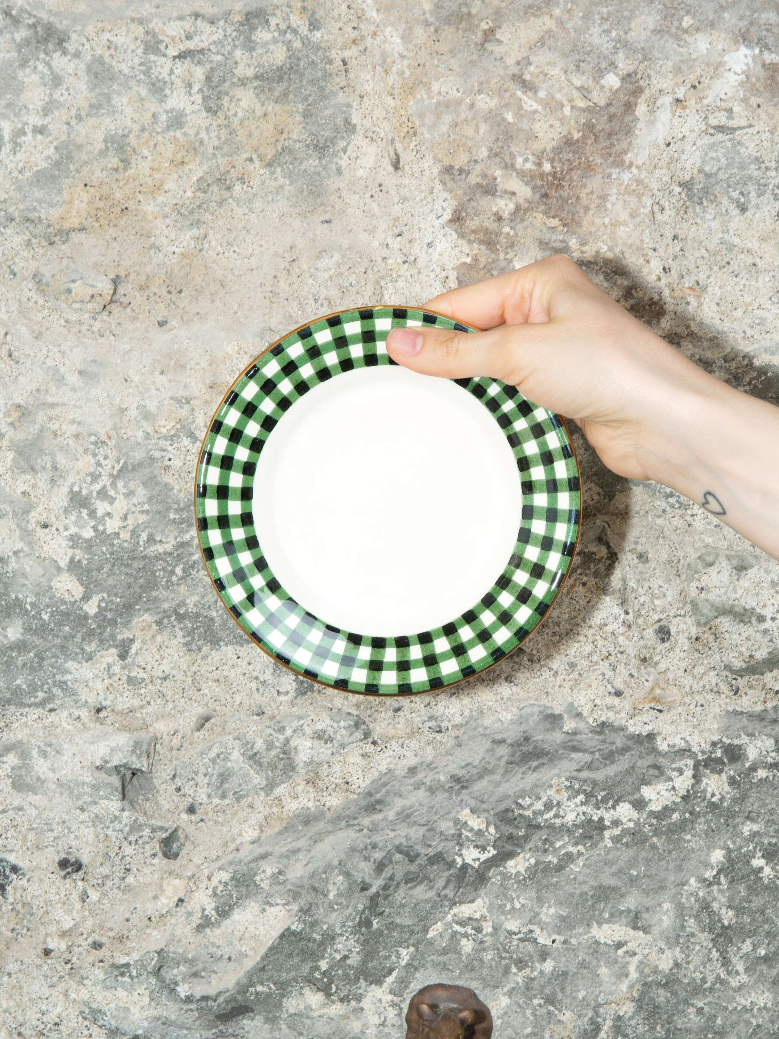 Kate plate ceramic classic vichy Linden Green