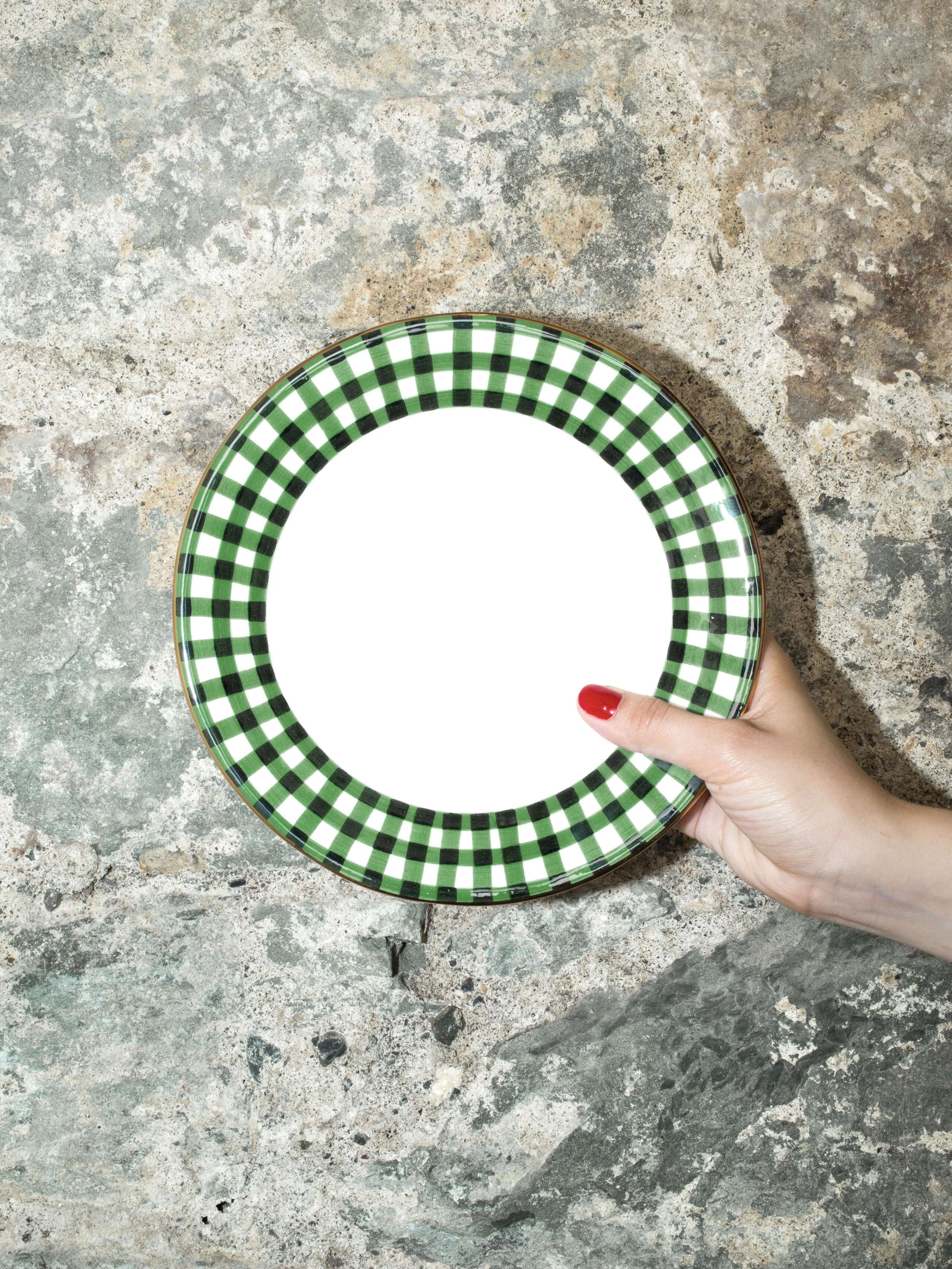 Kate plate ceramic classic vichy Linden Green