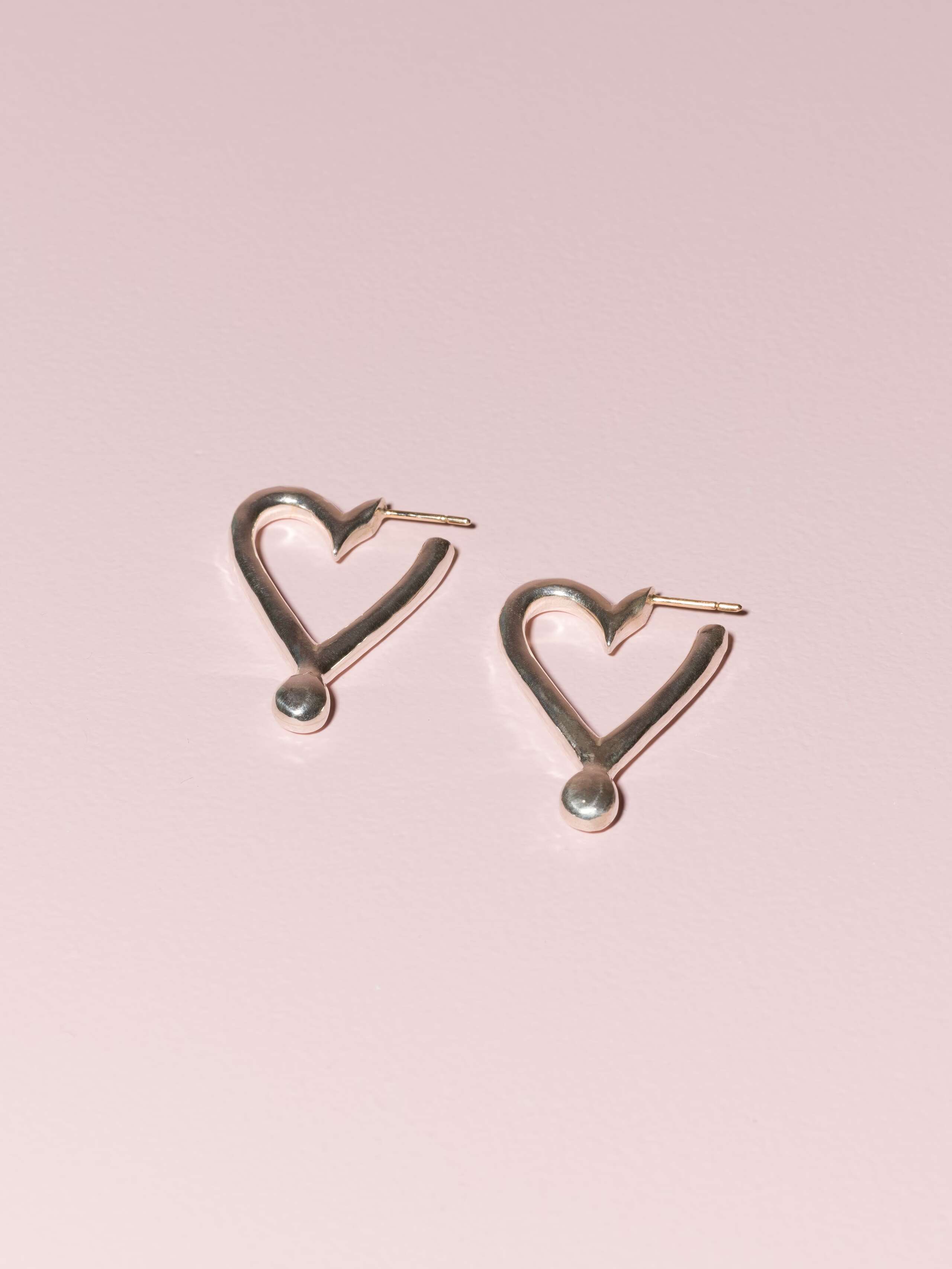 picture of the alma heart creole pair in sterling silver