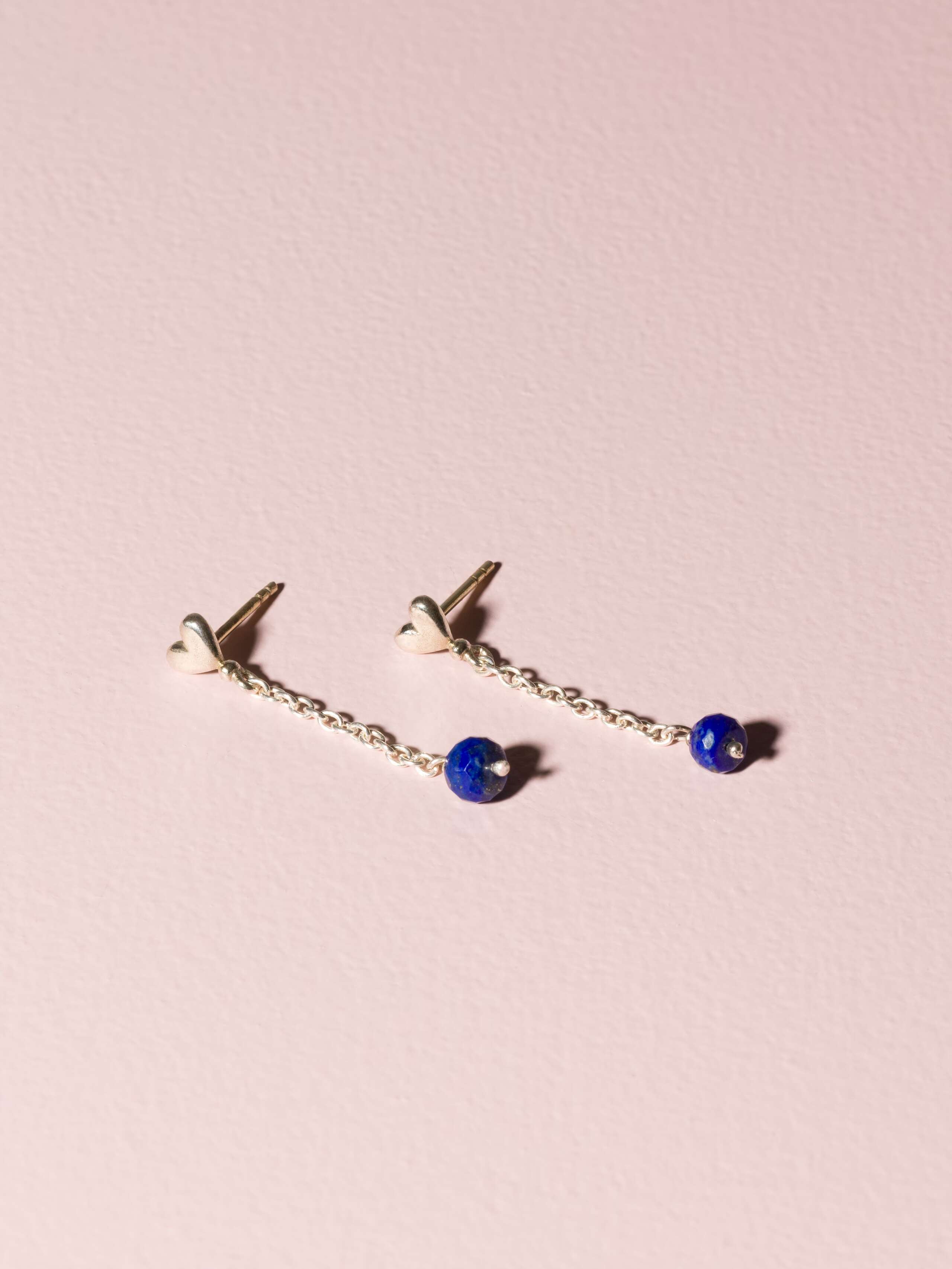 Zoe ear studs silver and lapis lazuli