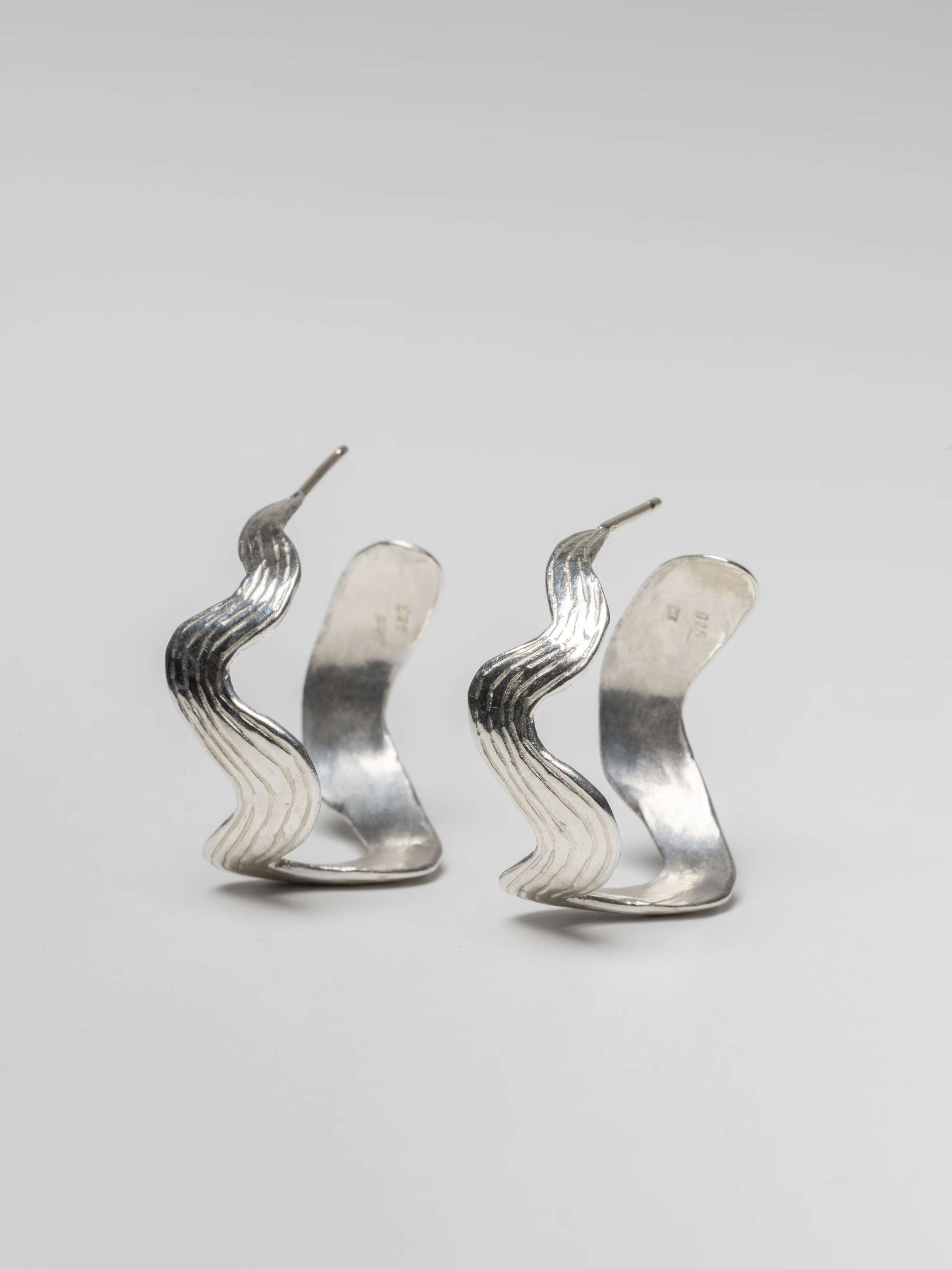 Wave creoles sterling silver
