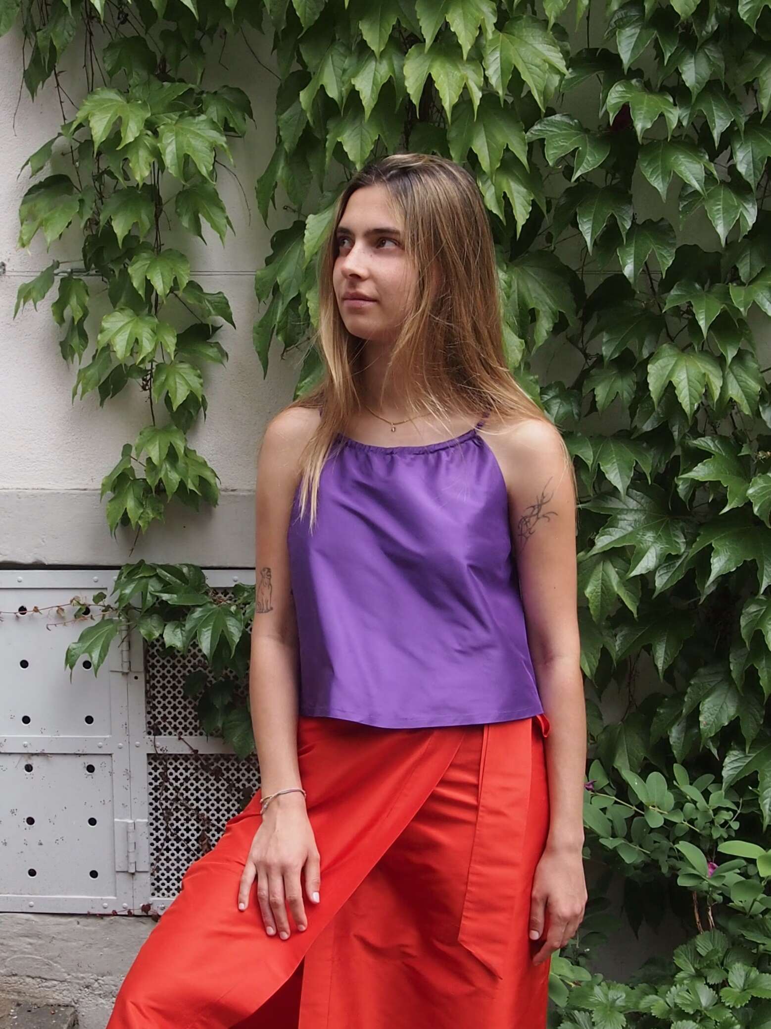 Laura top doupion silk purple