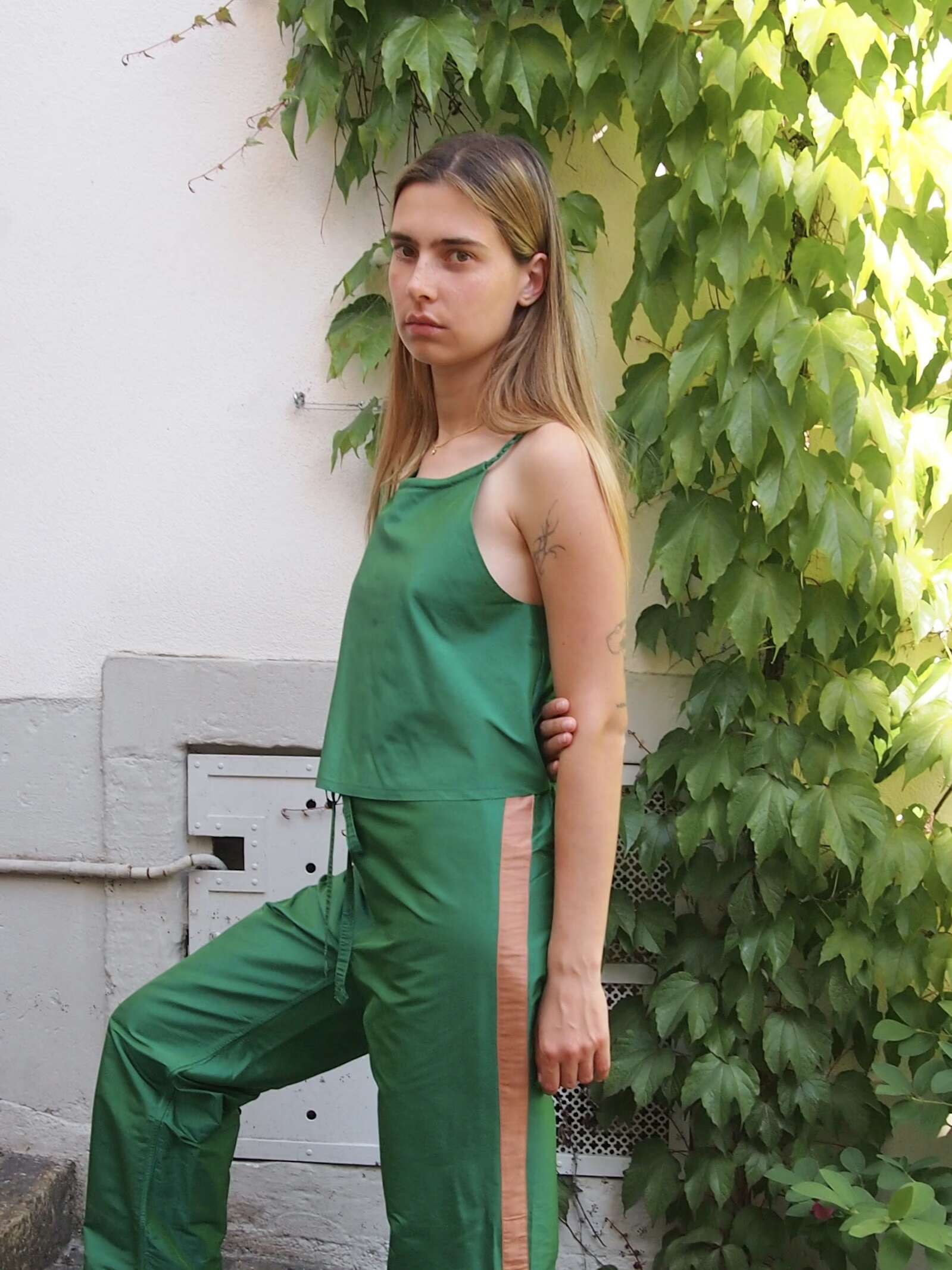 Laura top doupion silk green