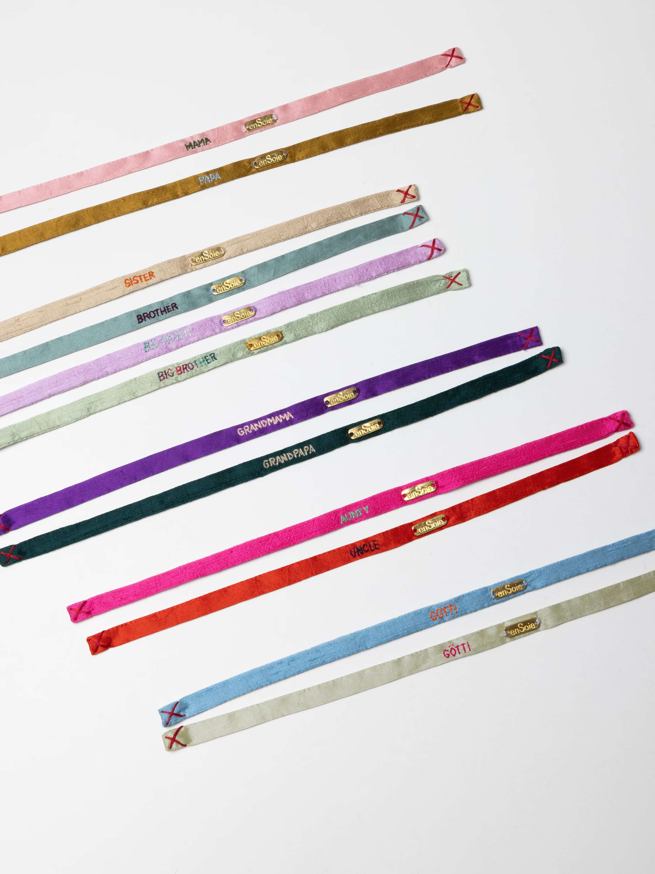 Family themed silk bracelets