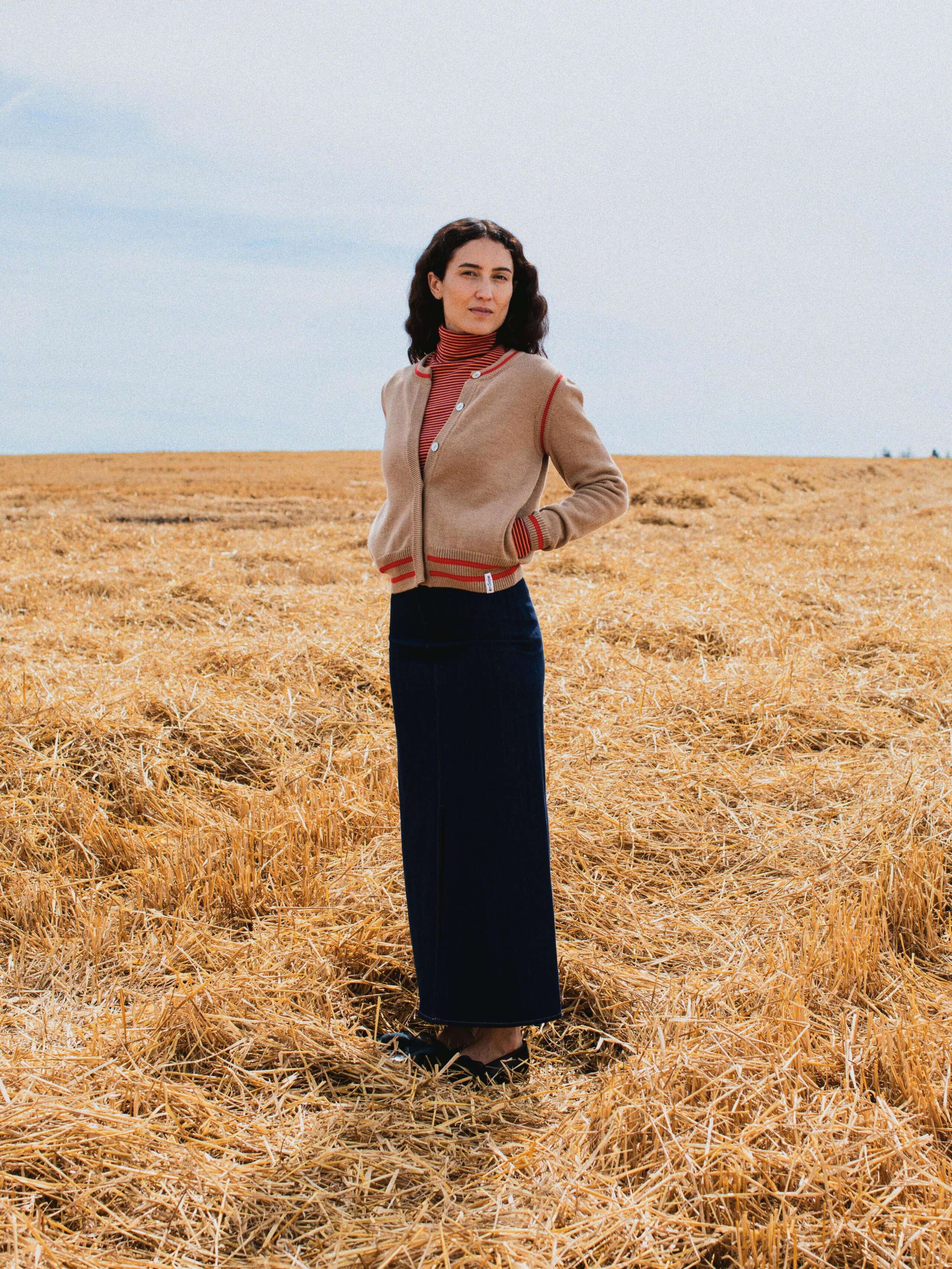 Lookbook aw 24 Bora college cardigan in wool knitted beige