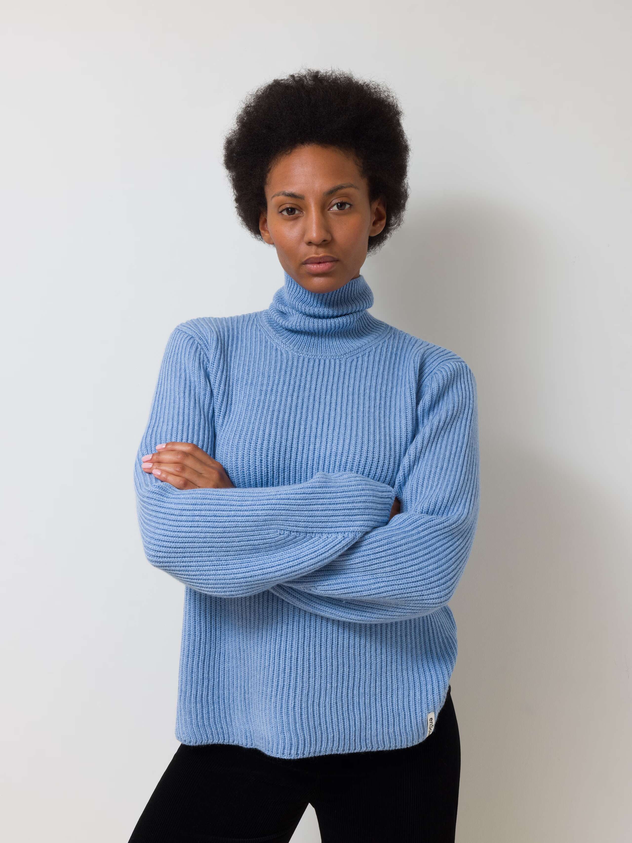 Eira wool sweater in morning blue knitted