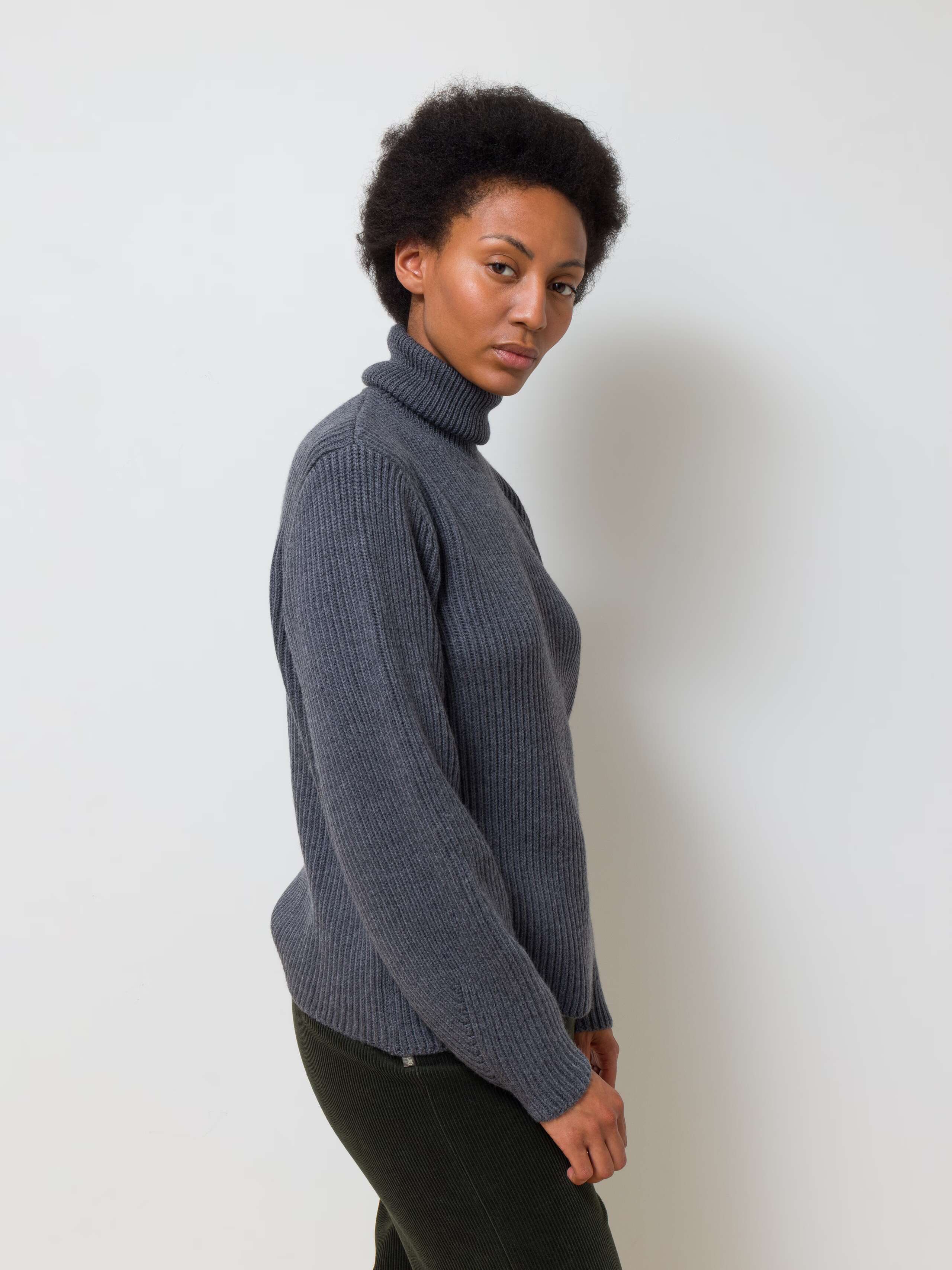 eira wool turtleneck sweater in stone grey