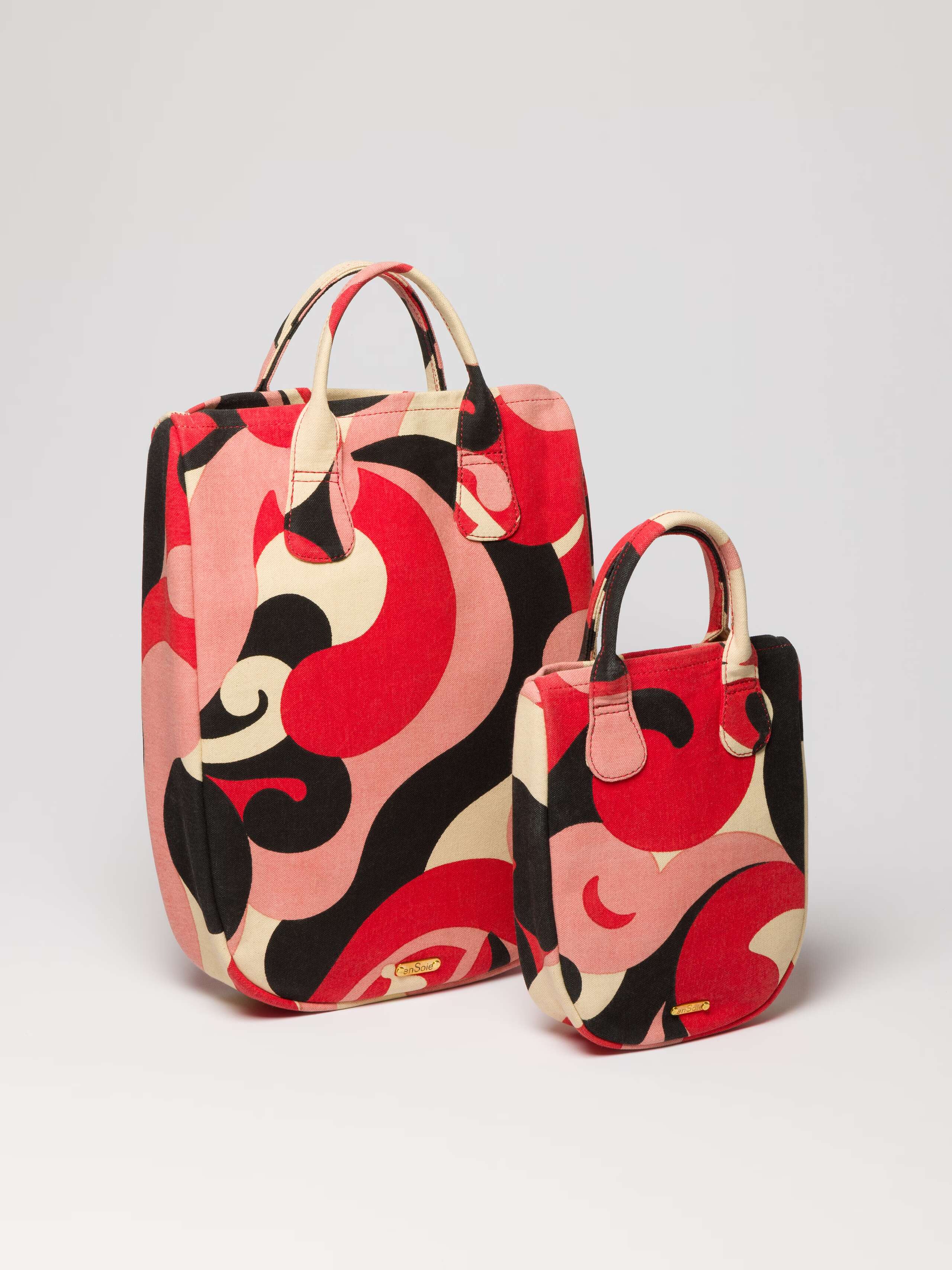 Sattelbag cotton canvas printed in warm colours two sizes