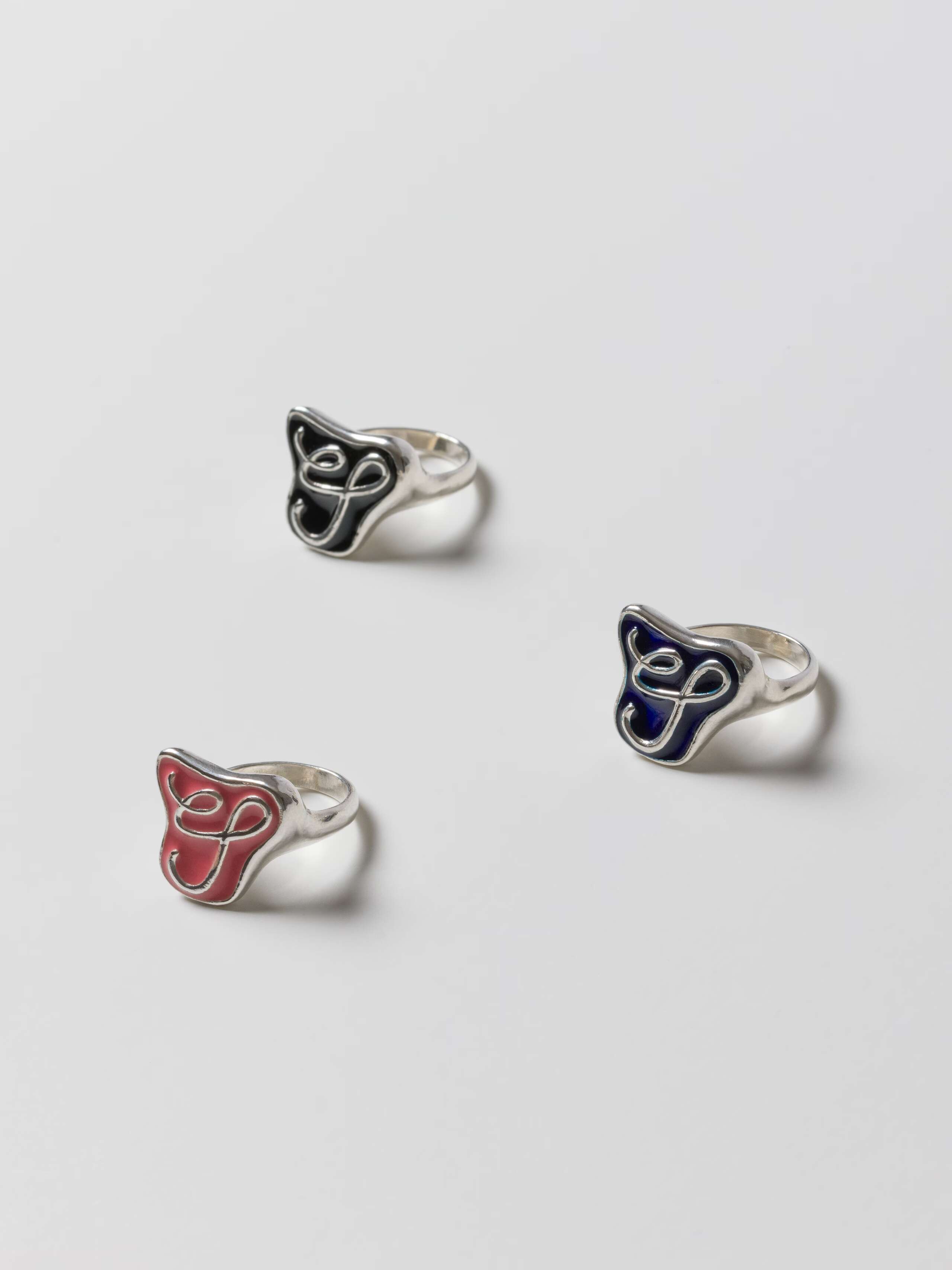 eS enamel three colours signet ring in sterling silver