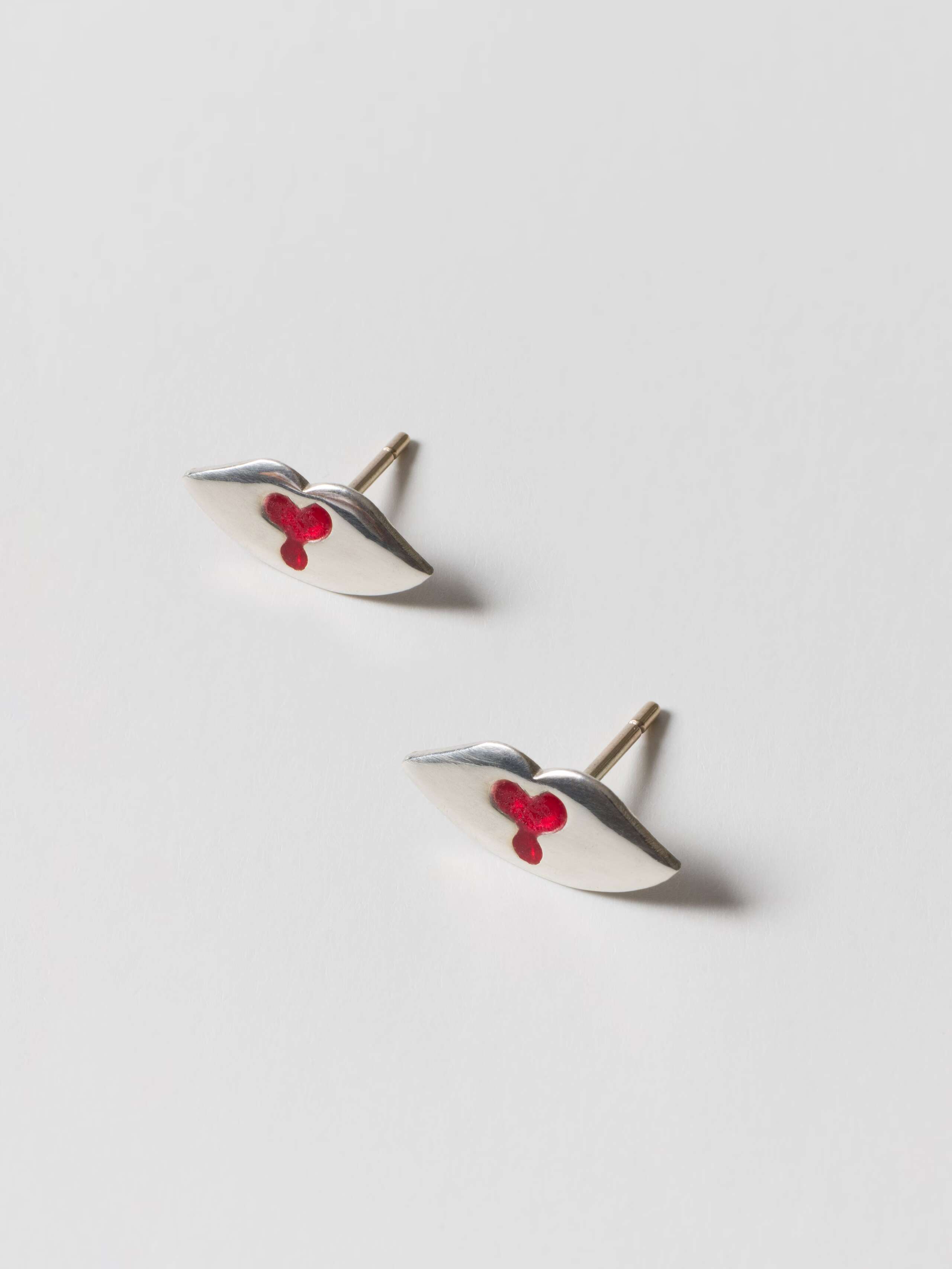 Lip ear studs sterling siver and enamel