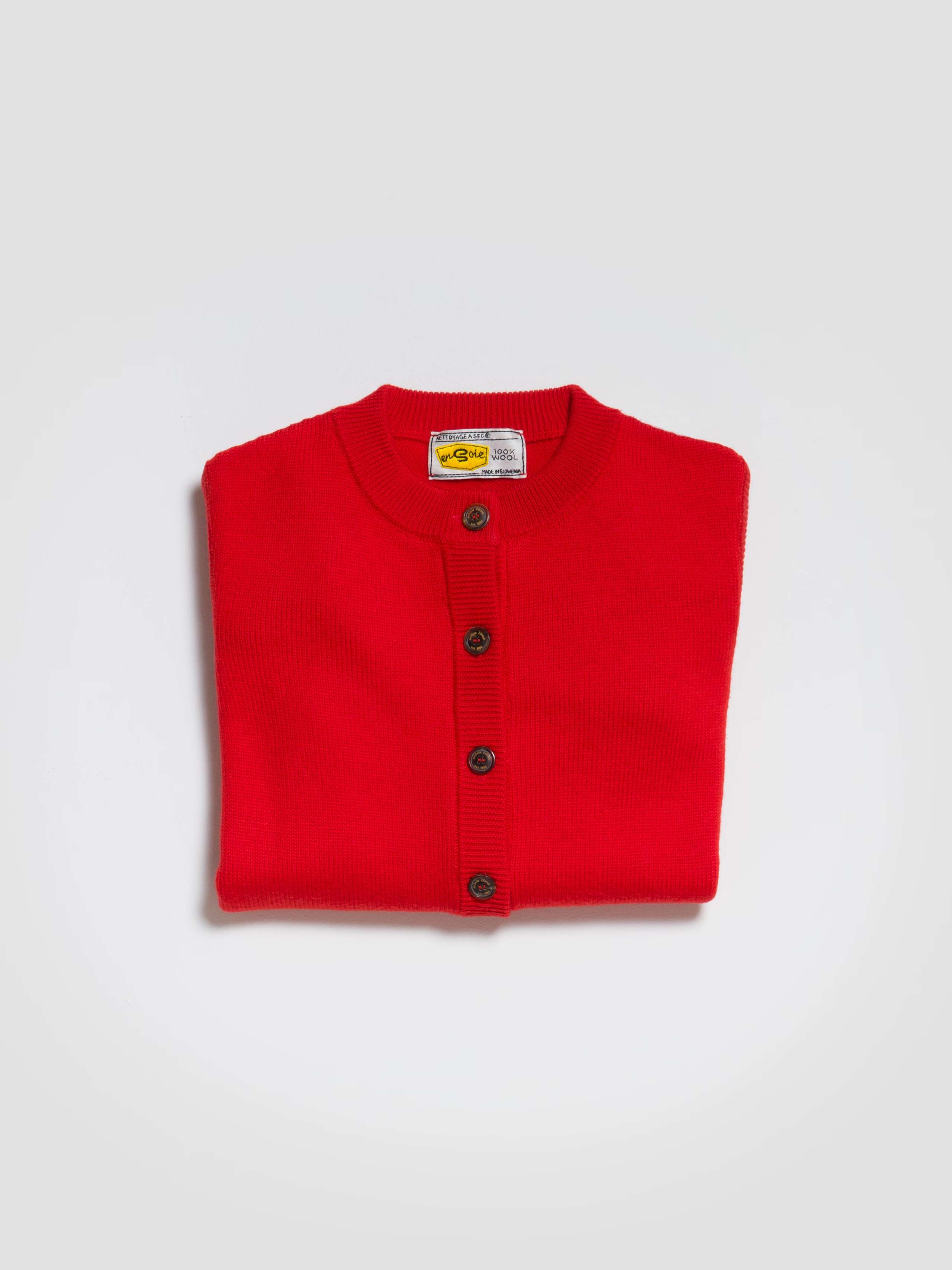 Bora cardigan in red wool knitted