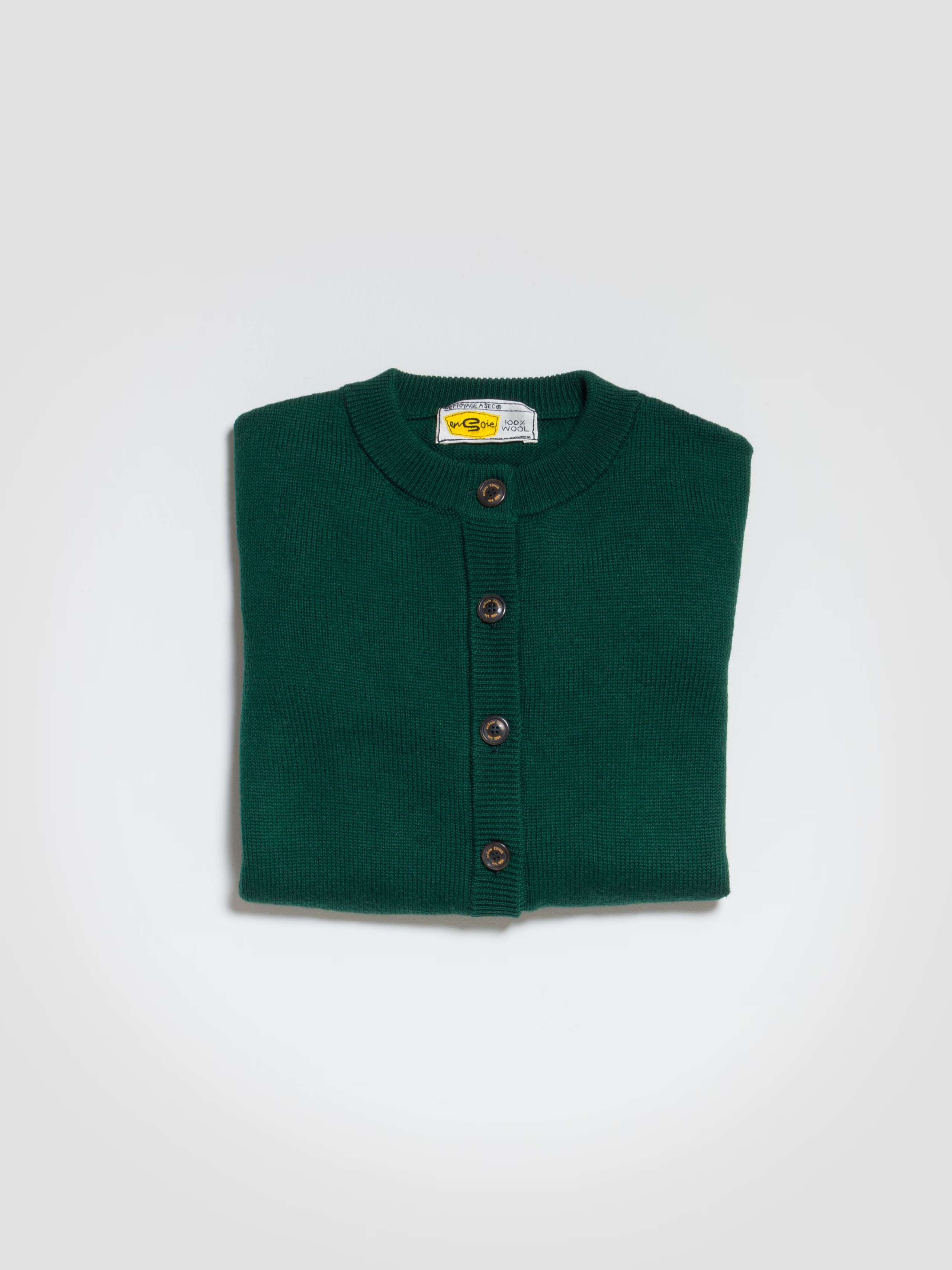 Bora cardigan in green wool knitted