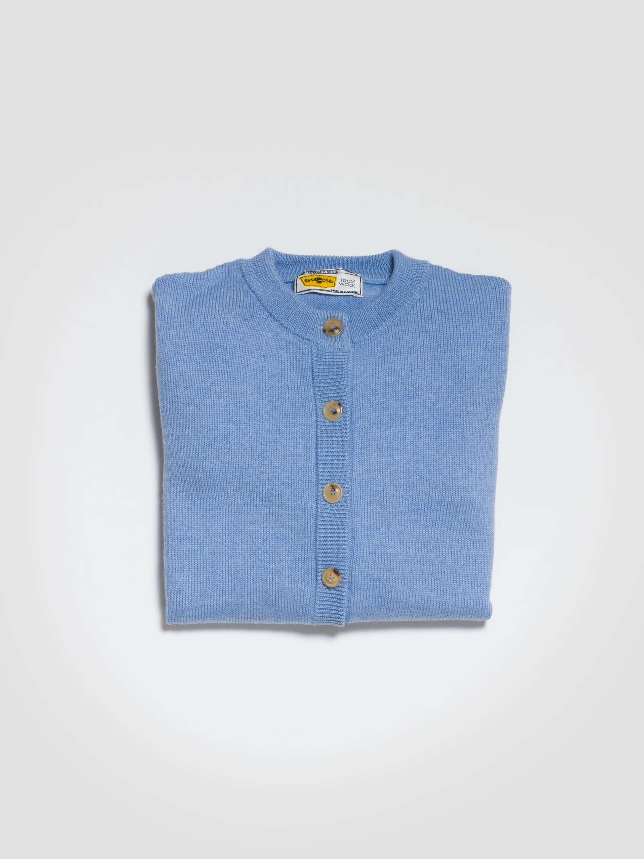 Bora cardigan in light blue wool knitted