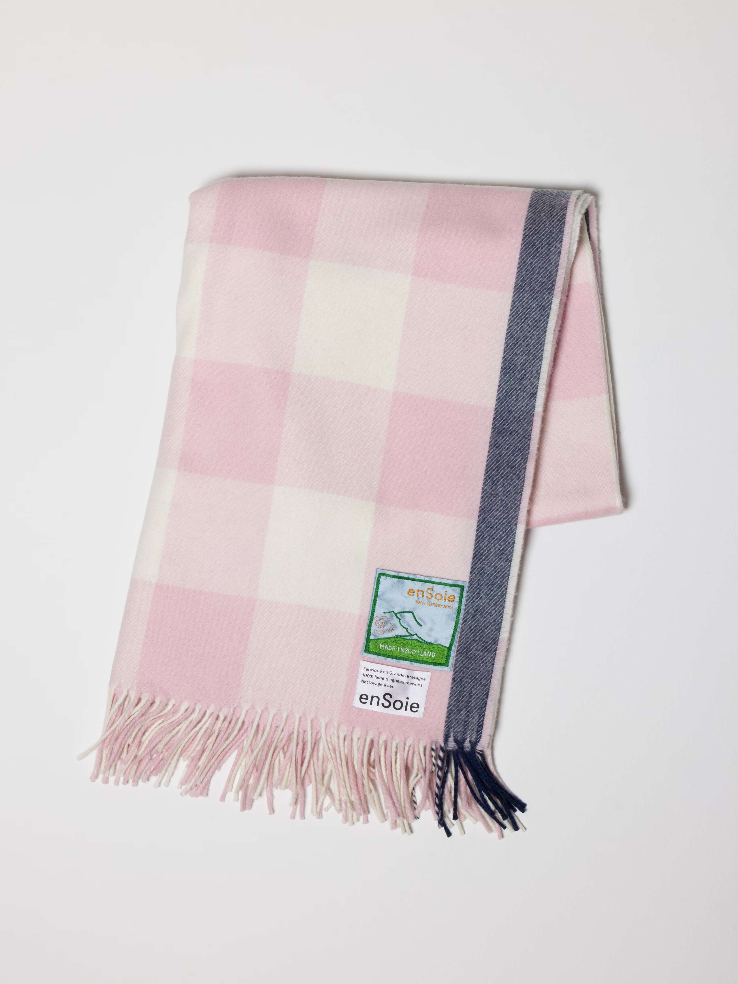 Vichy check Wool blanket in candy pink