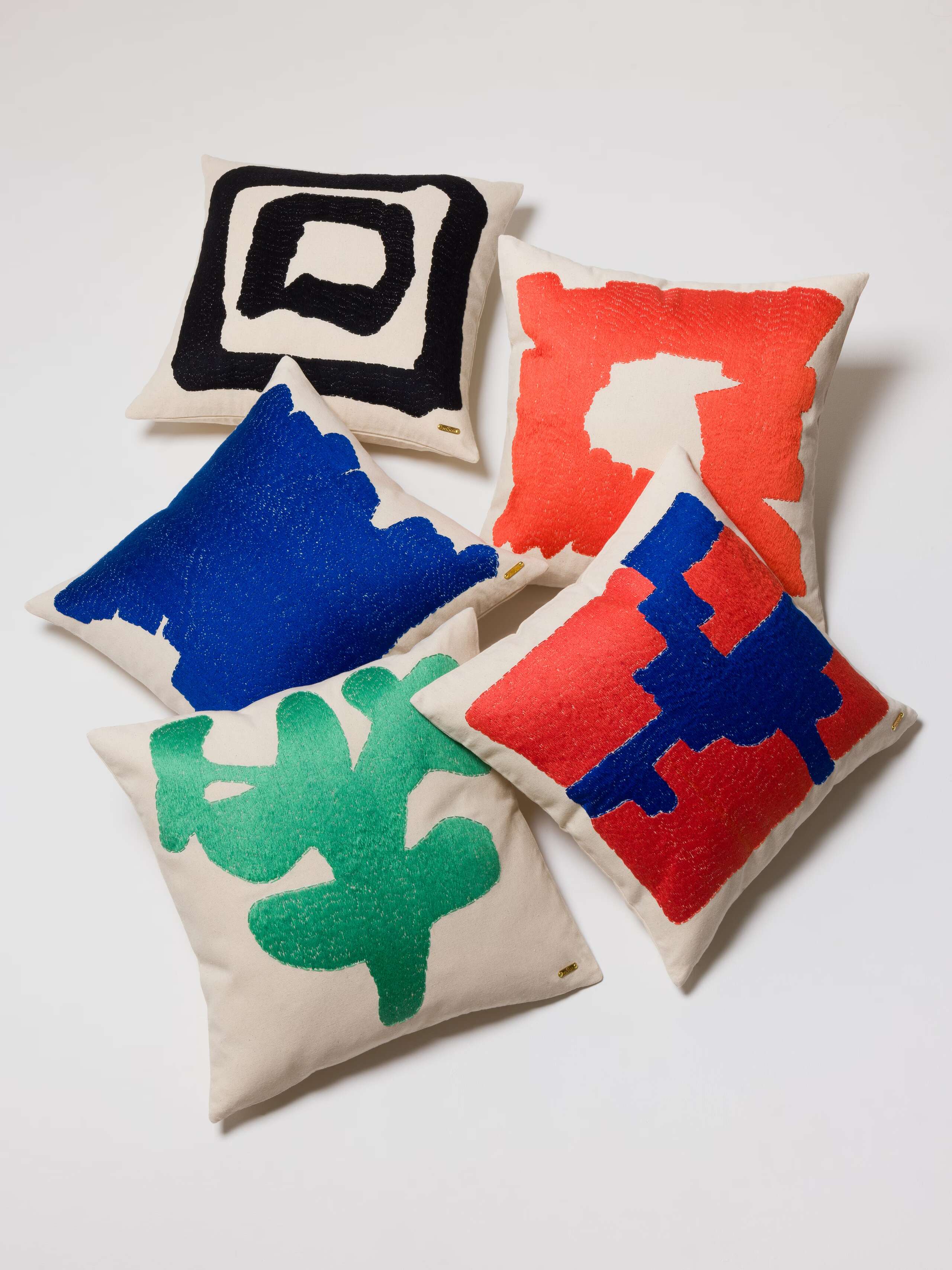 Mila pillow cover abstract embroidery pillow cover cotton canvas various embroideries