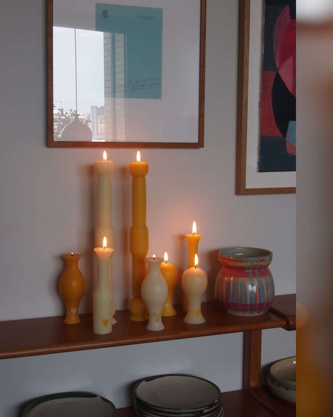 Picture of burning beeswax candles