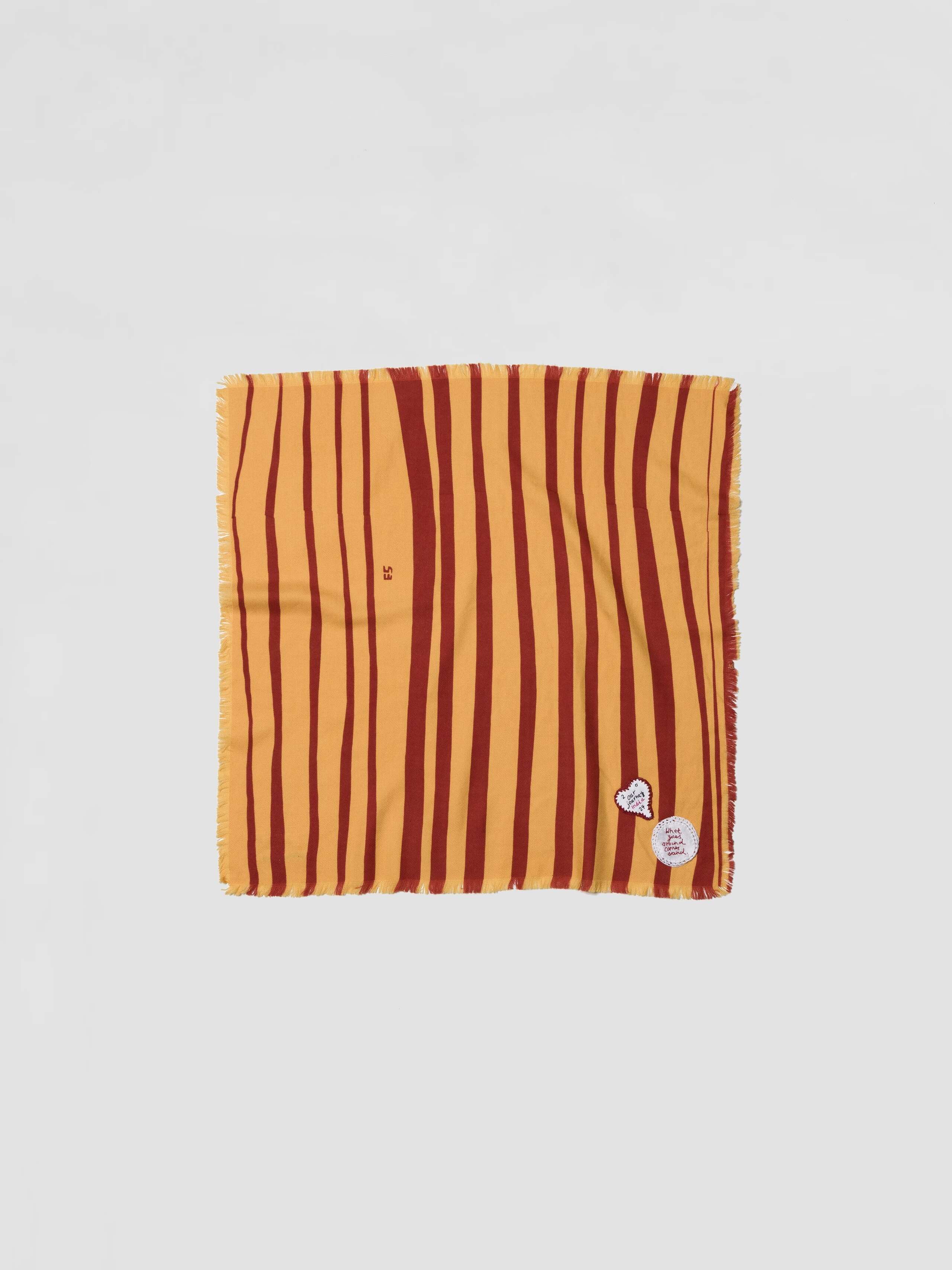 Striped printed wool scarf yellow