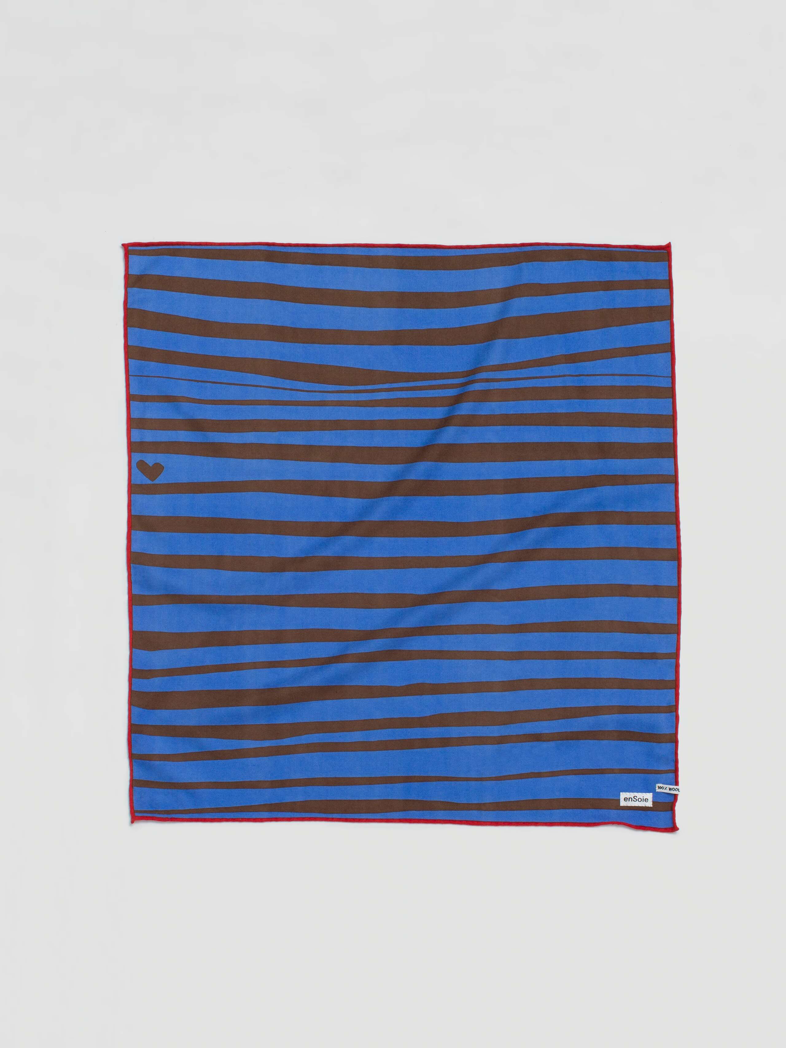 Picture of the wool foulard stripes print in ocean blue and brown
