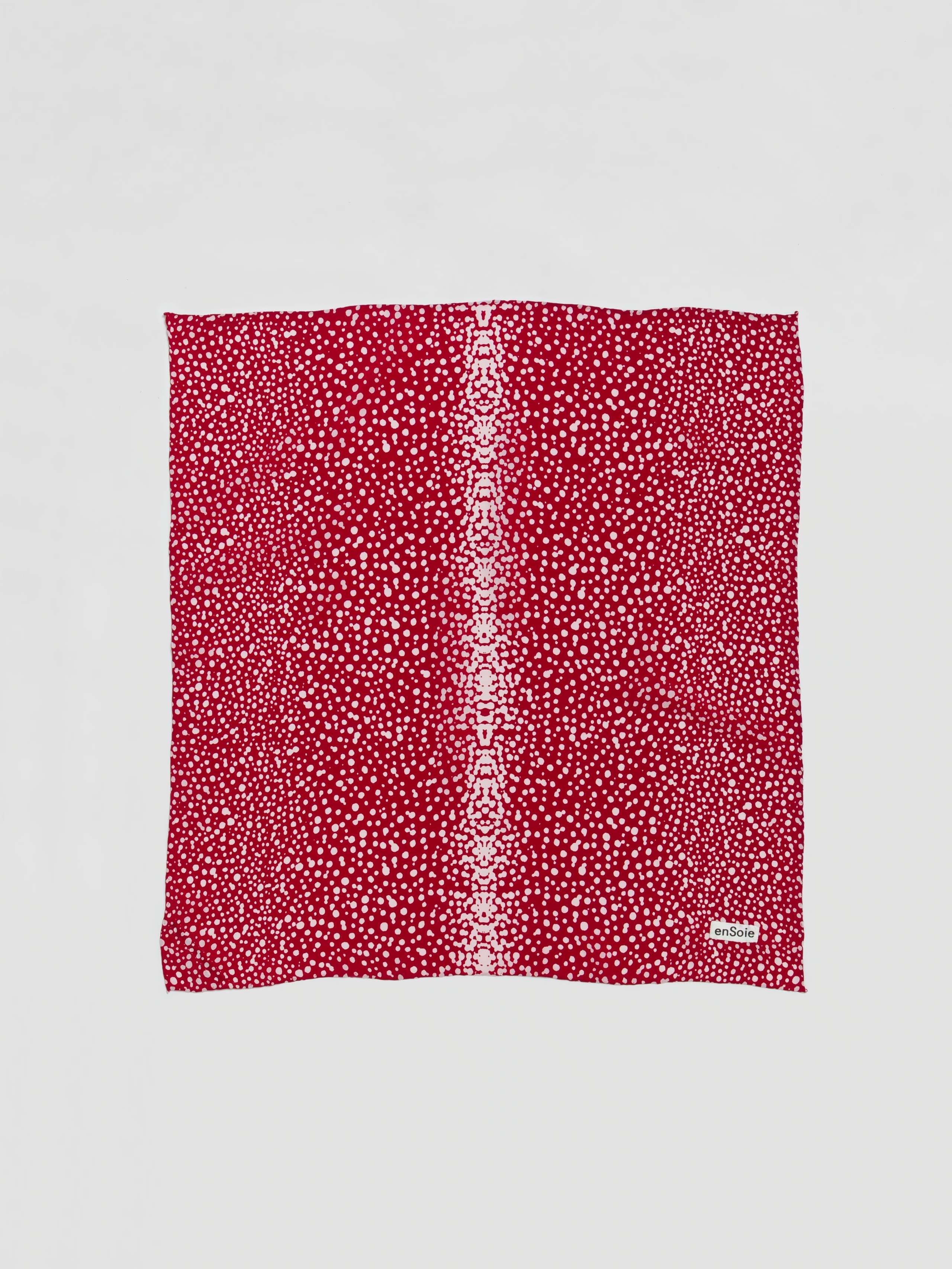 Picture of the Foulard in ensoie red printed with leo dots