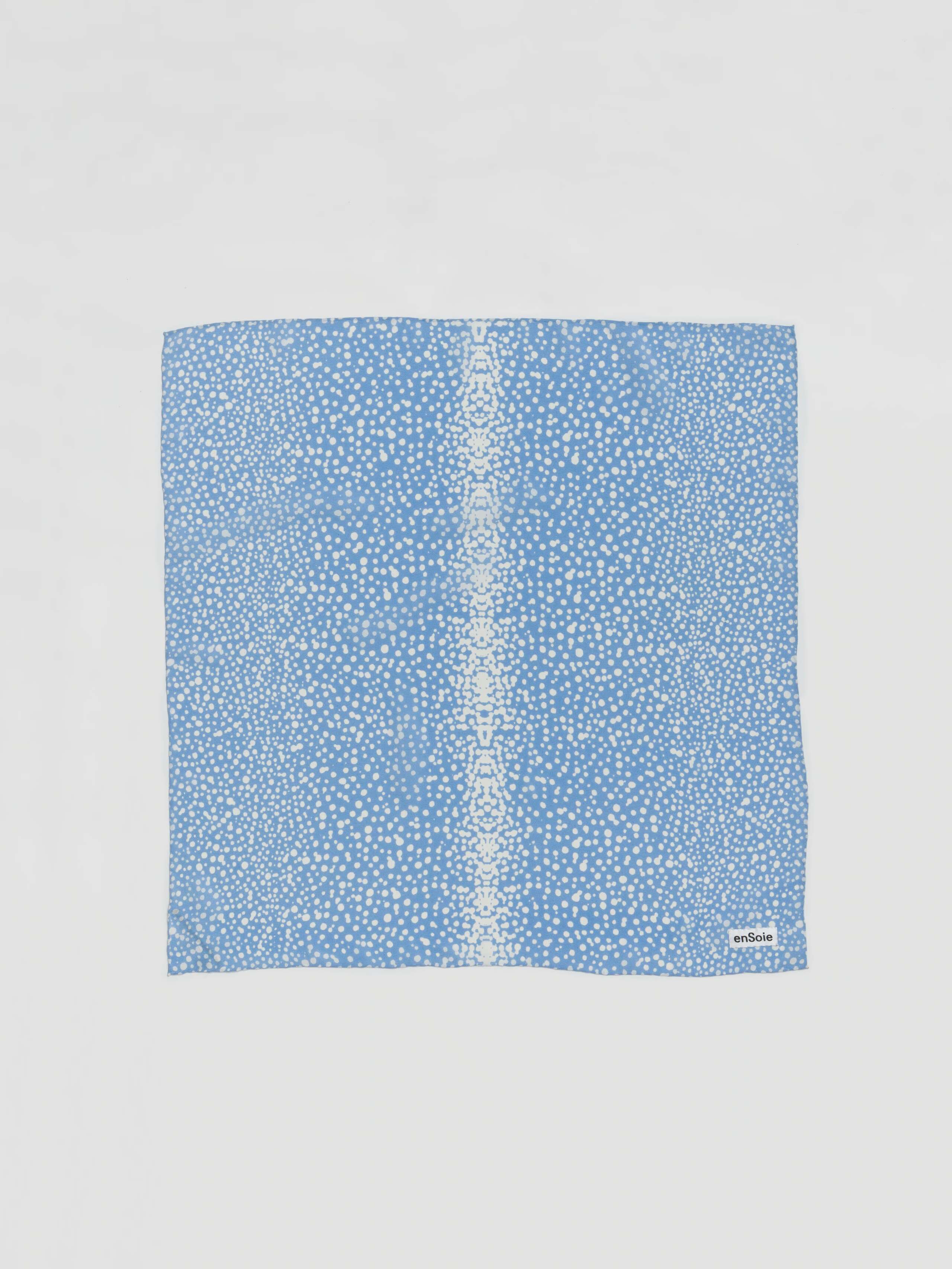 Picture of the Foulard in cerulean blue printed with leo dots