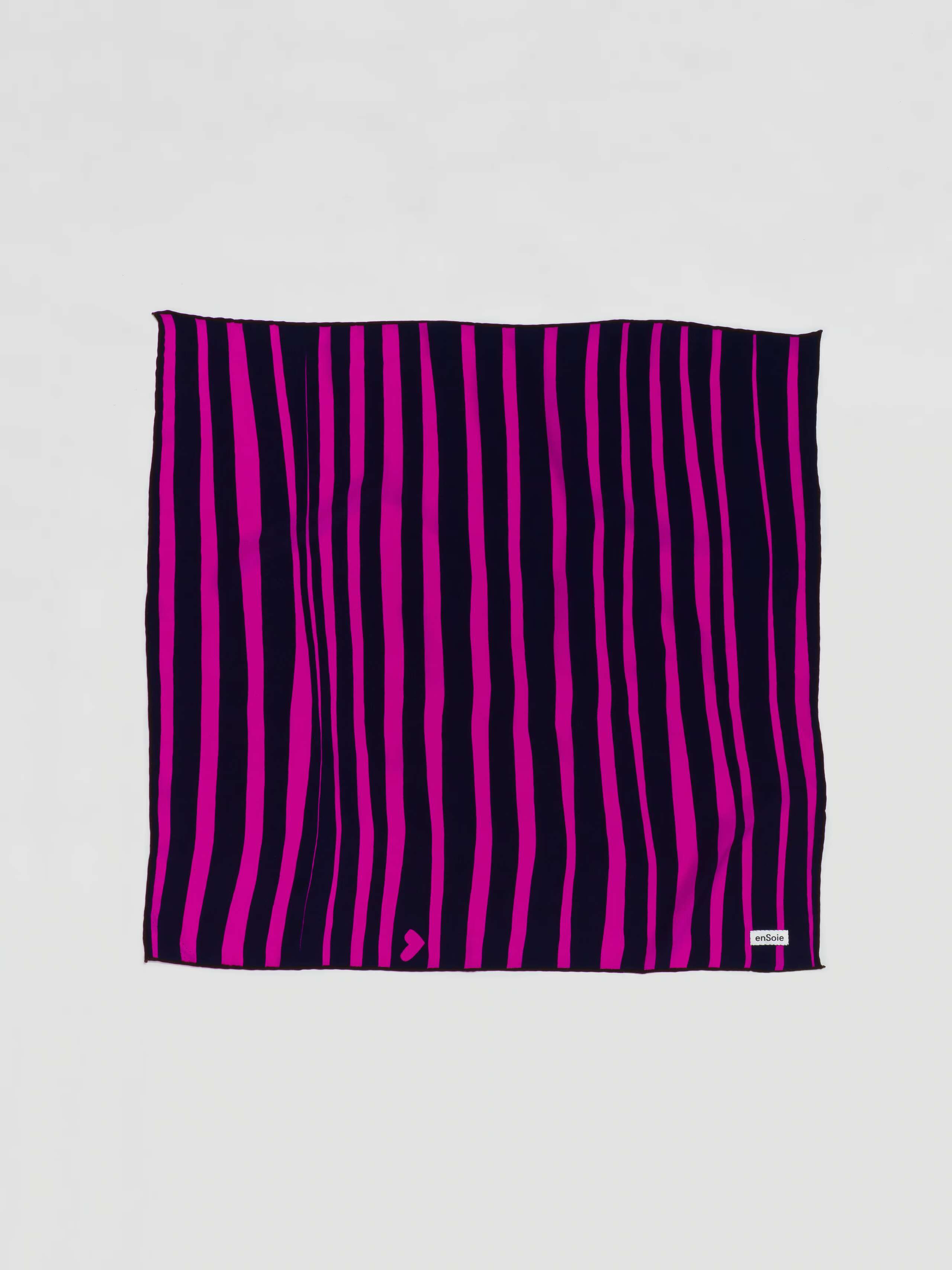 Stripes foulard printed silk in pink and blue