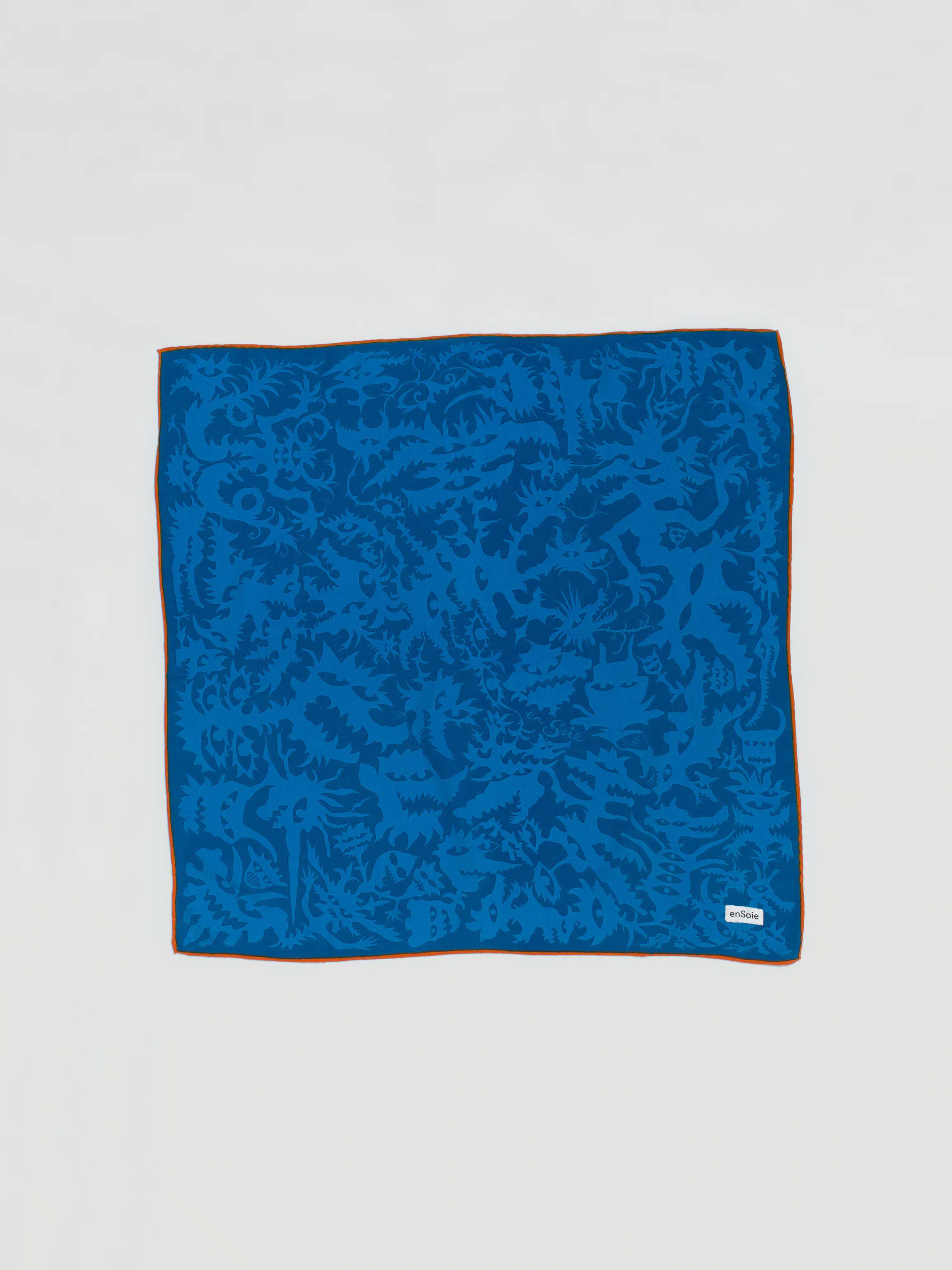 Monsters printed silk foulard in aqua teal