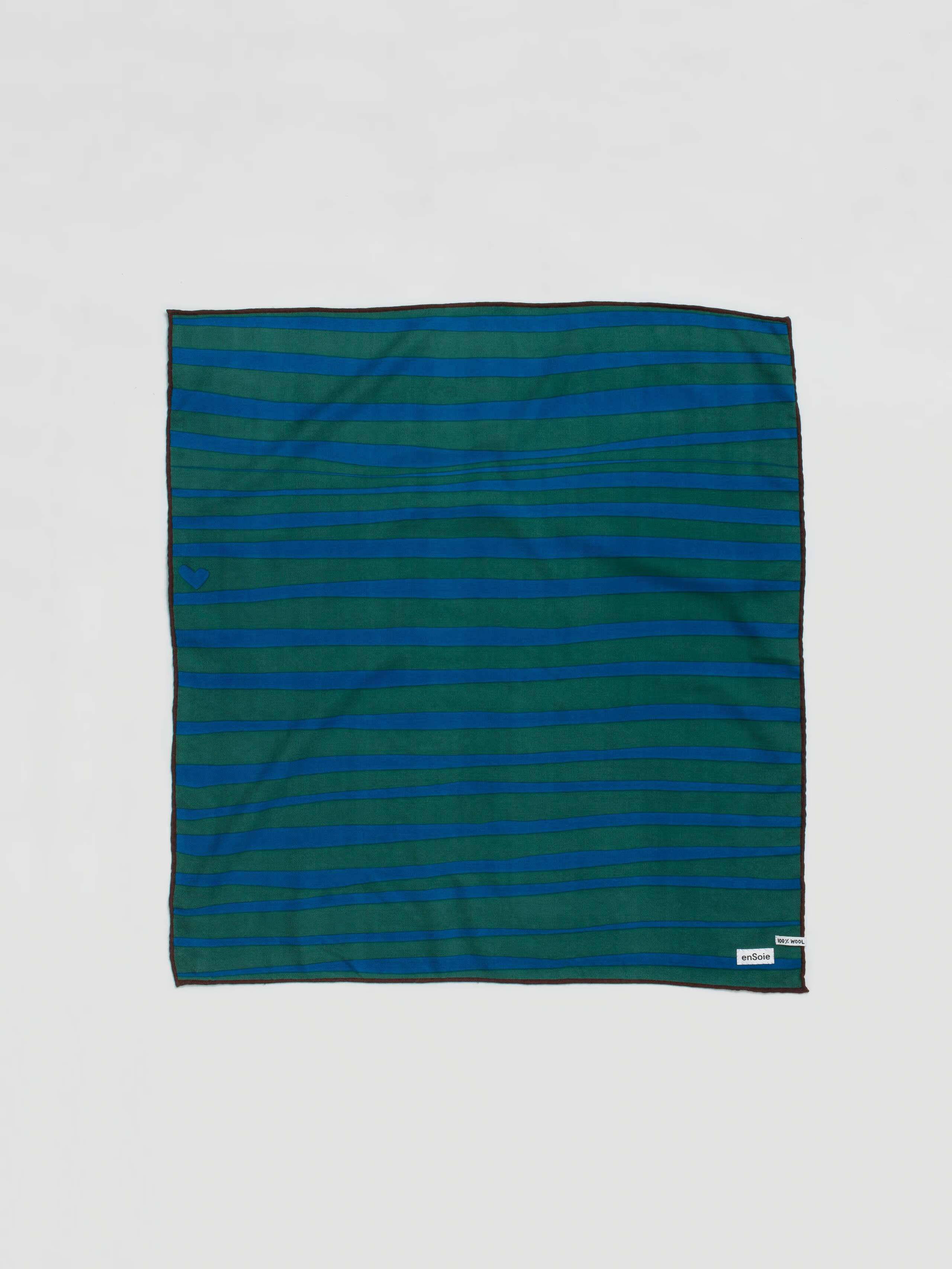 Wool stripes foulard in green and blue