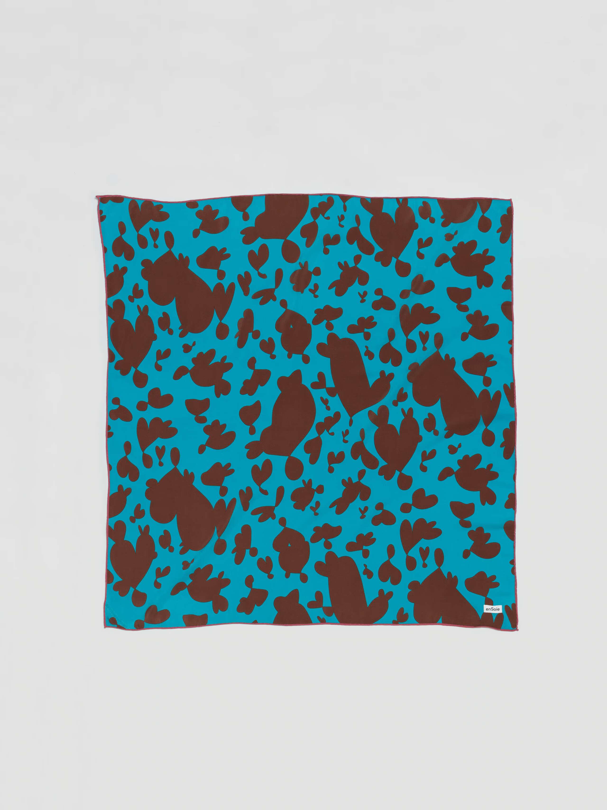 Inspired hearts foulard in teal and cognac