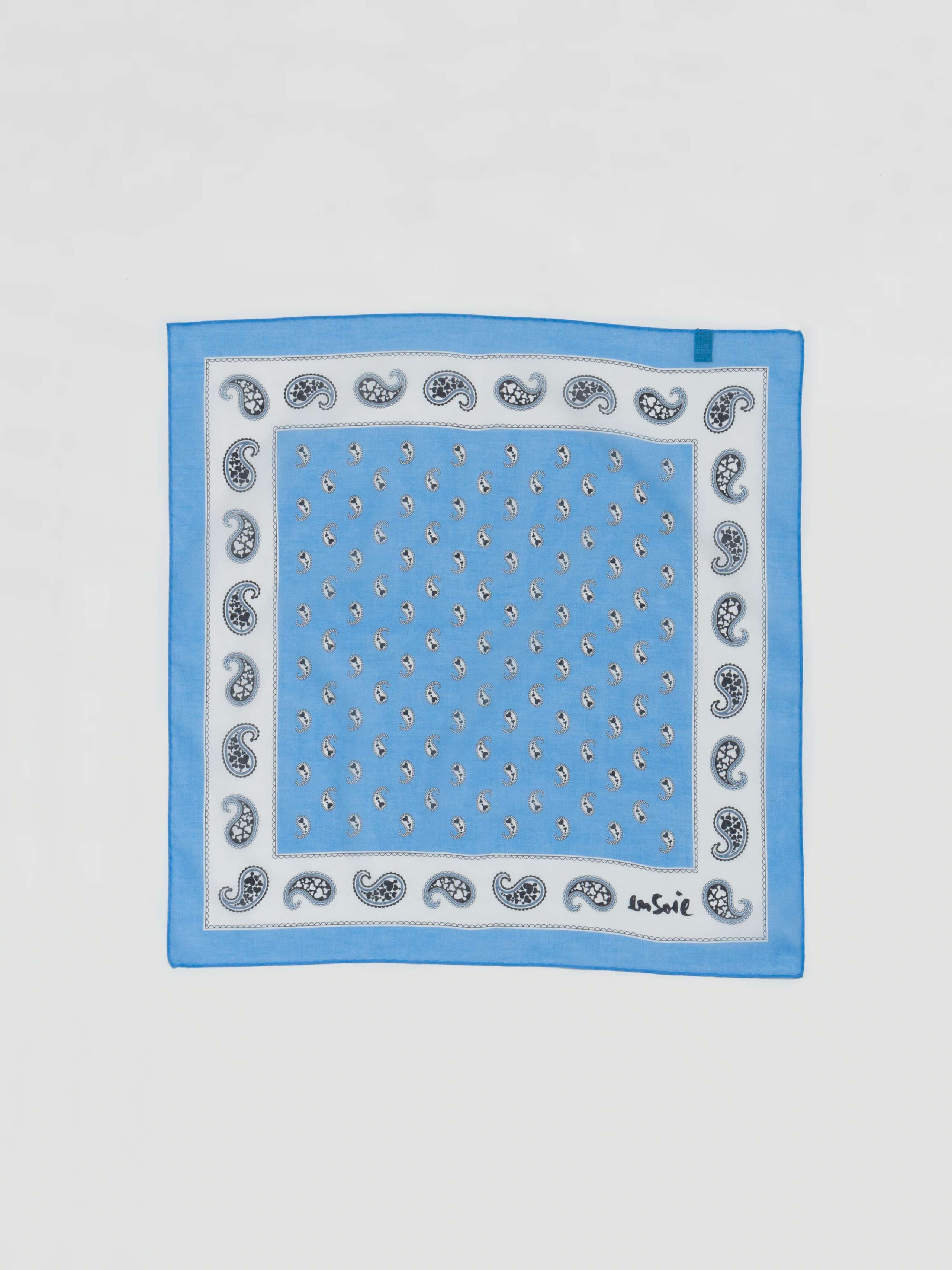 Paisley light cotton voile foulard in light blue