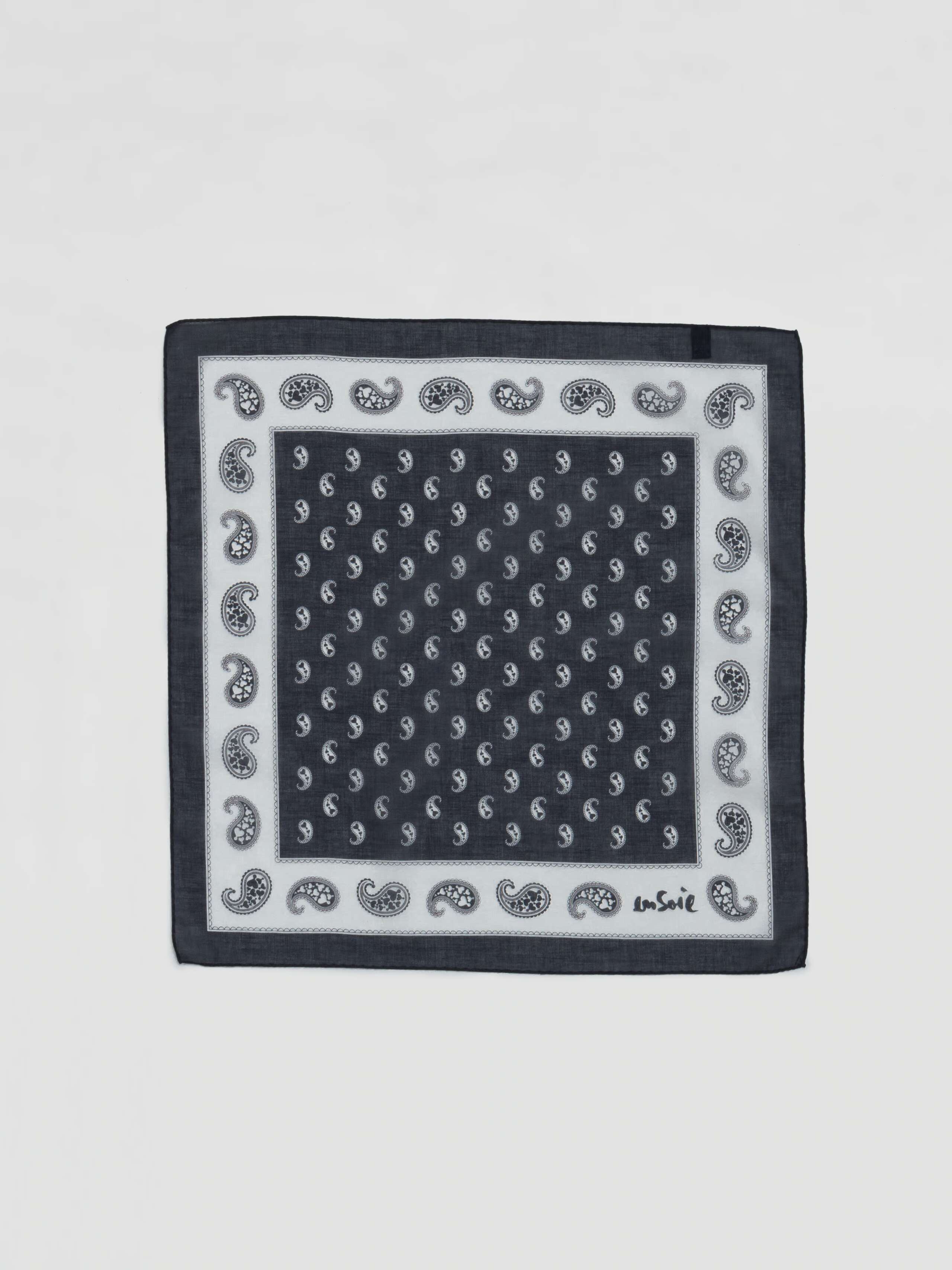 Paisley light cotton voile foulard in black